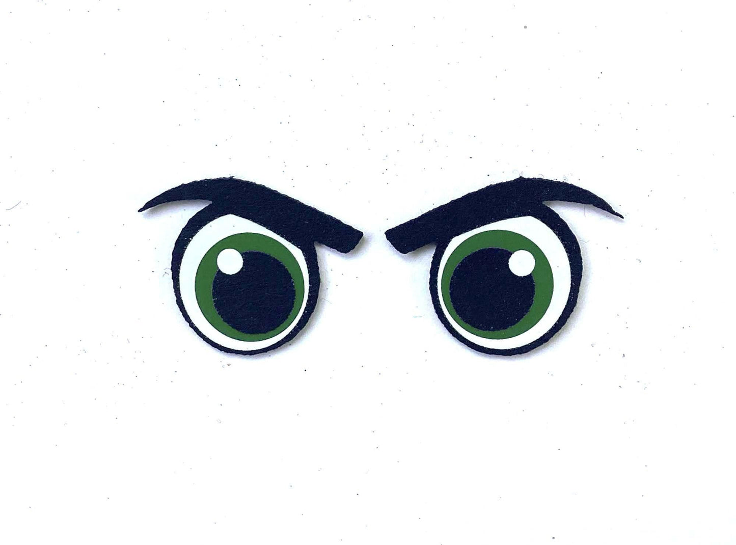 3 Pack of Green Angry Felt Eyes for Amigurumi, with Lashes, Eagle Eyes, Multiple Sizes Available