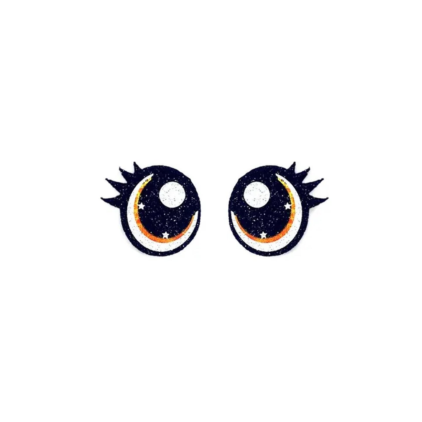 3 Pack of Orange Glitter Felt Eyes, with Lashes, for Amigurumi Multiple Sizes Available