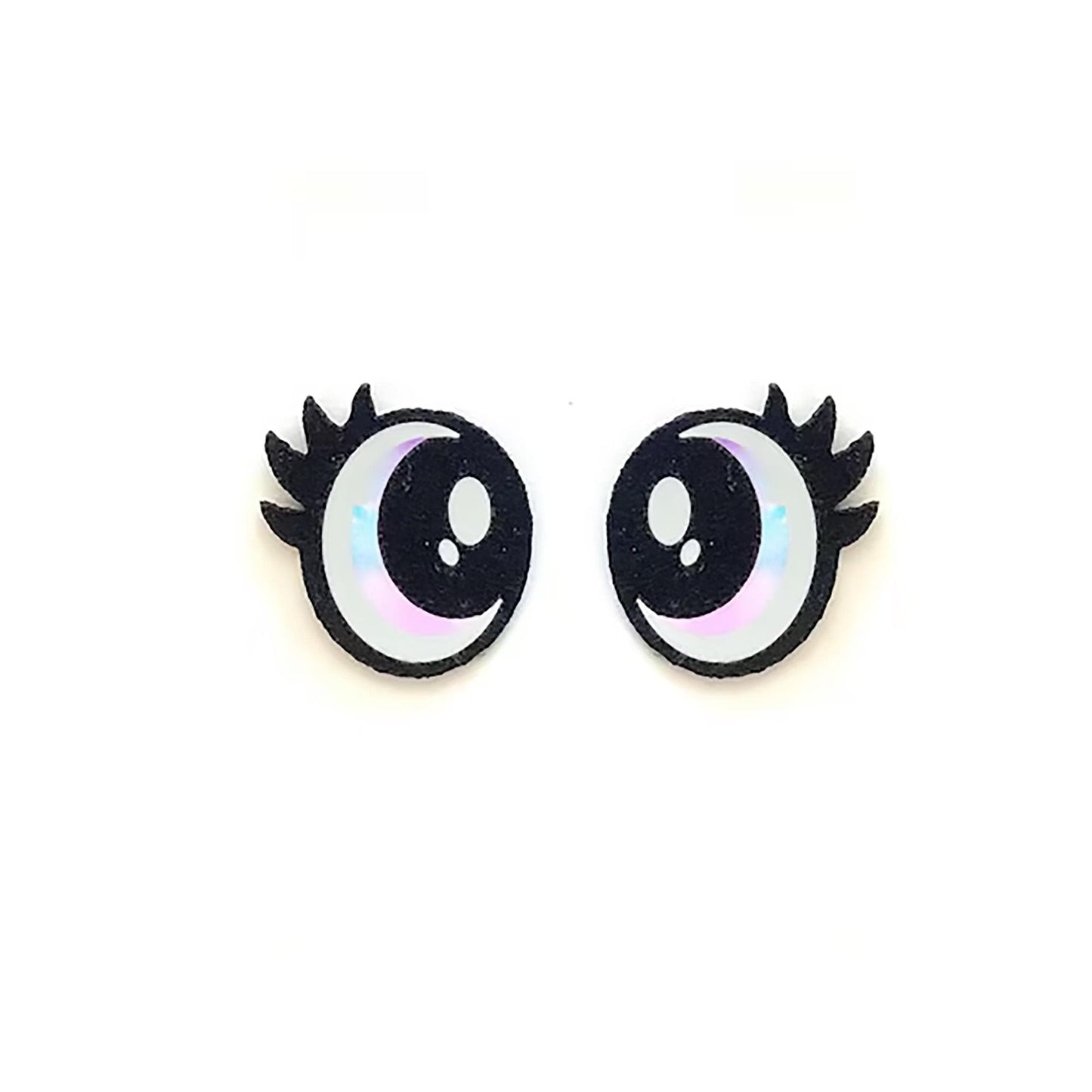 6 Pack of Rainbow Felt Eyes for Amigurumi, with Lashes, Multiple Sizes Available