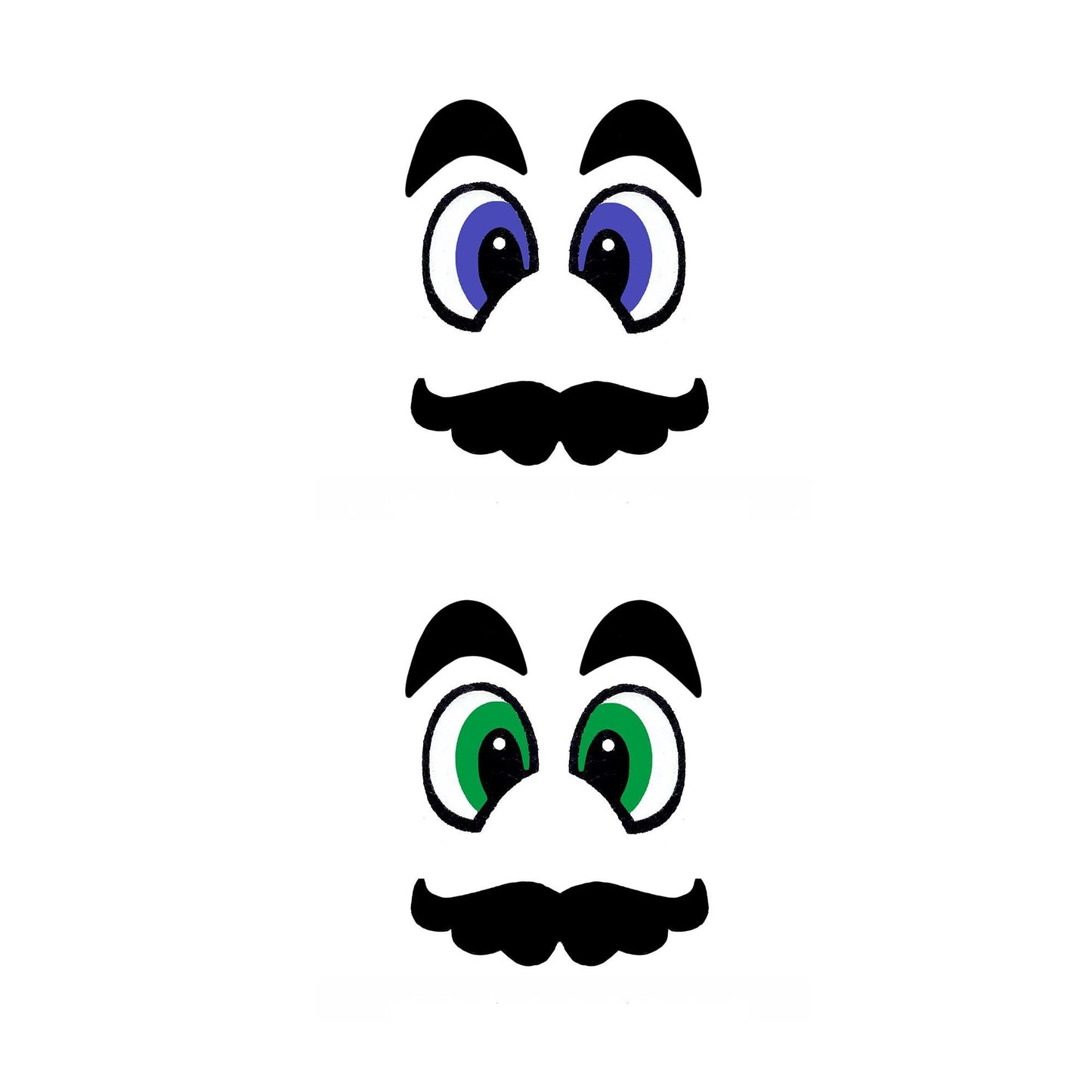 3 Pack Felt Faces Eyes Nose Combo For Amigurumi, Plumber Guy, Multiple Sizes Available