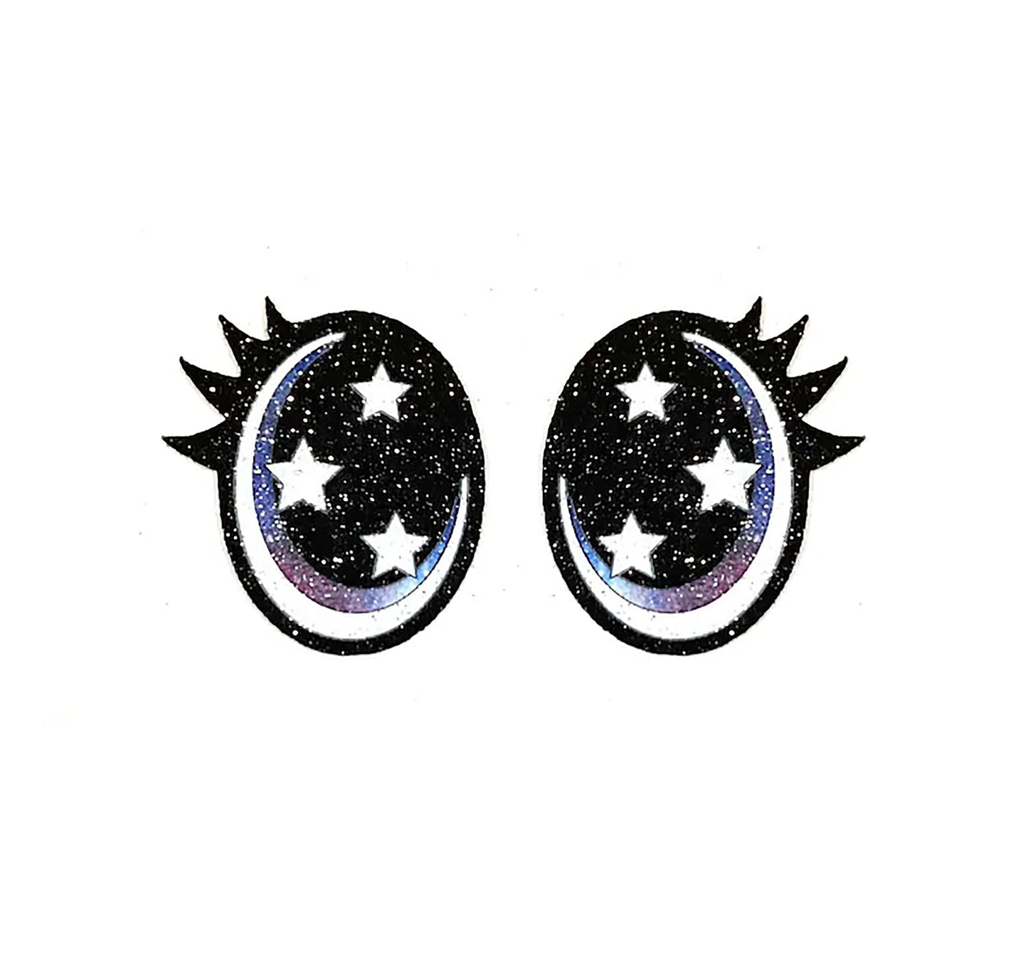 3 Pack of Oval Glitter Felt Eyes, for Amigurumi, with Lashes, Multiple Sizes Available