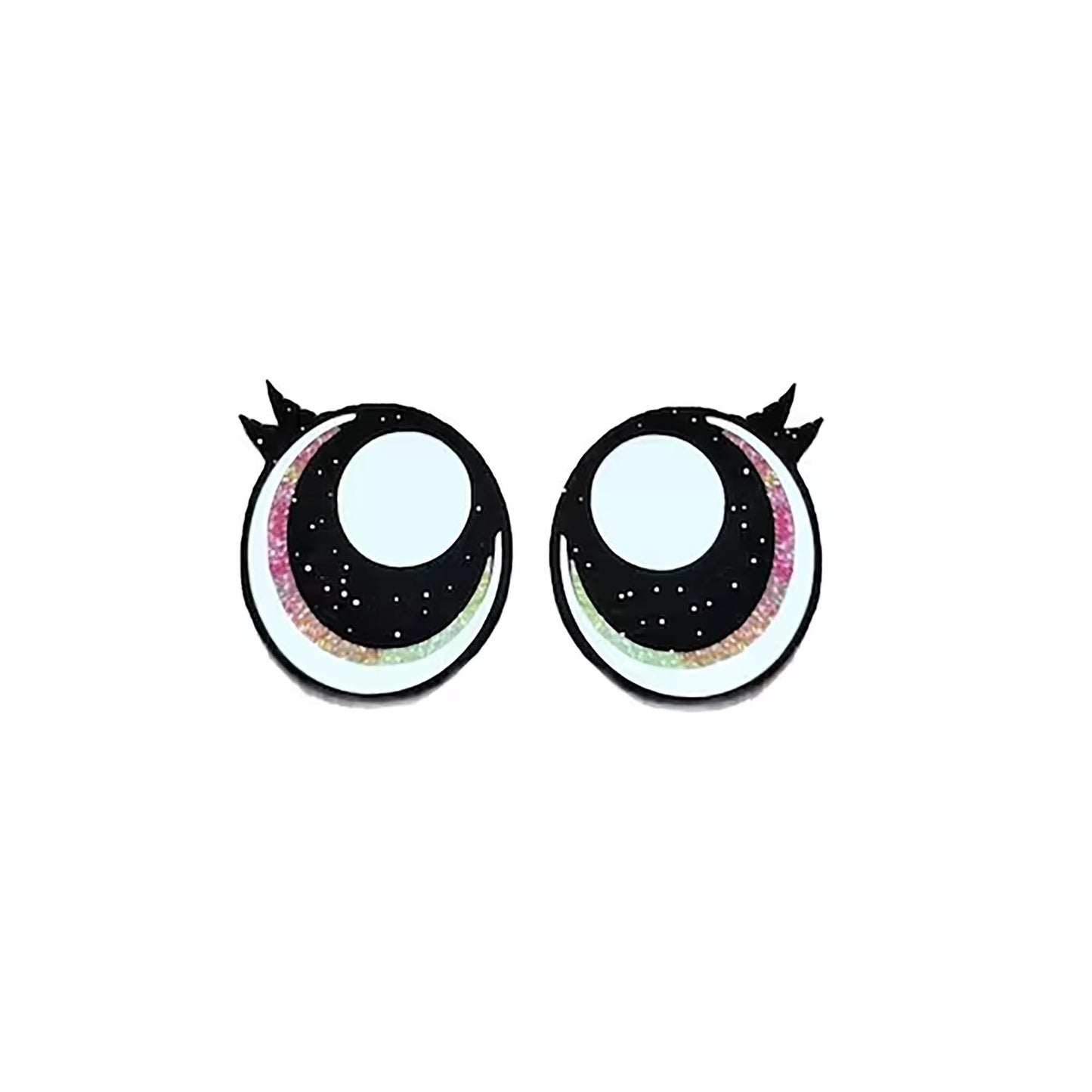 3 Pack of Tye Dye Glitter Felt Eyes for Amigurumi, with Lashes, Kawaii, Multiple Sizes Available