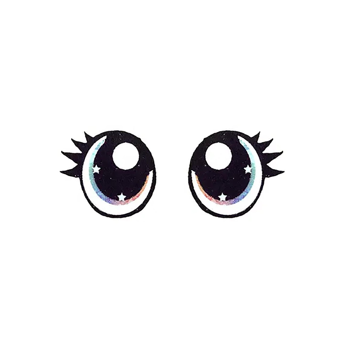 3 Pack of Rainbow Glitter Felt Eyes for Amigurumi, with Lashes, Multiple Sizes Available