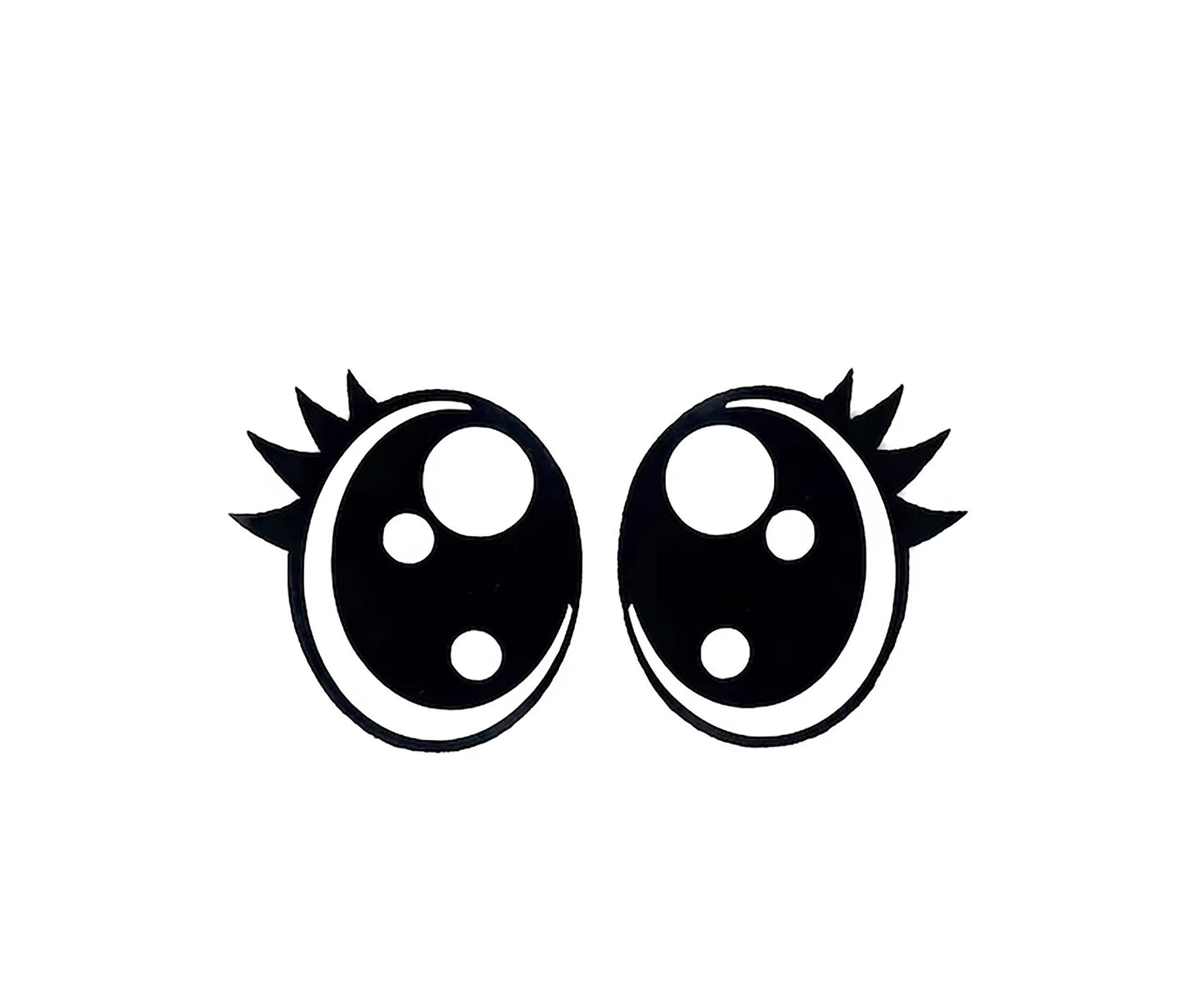 3 Pack of Oval Kawaii Felt Eyes for Amigurumi, with Lashes, Multiple Sizes Available