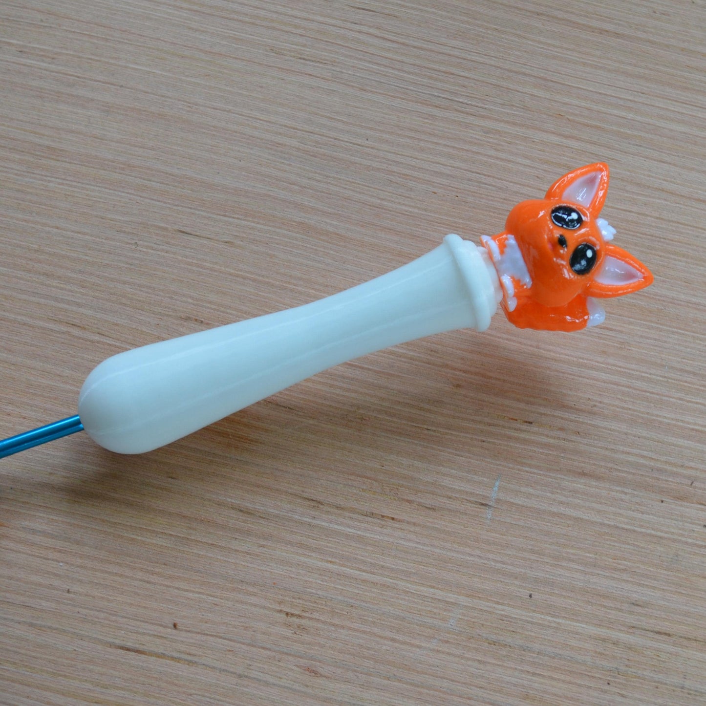 Ergonomic Crochet Hook Handle, Tapered or Inline, Cute Fox, Pain-Relief Crochet Tool for Amigurumi and Plushie Making