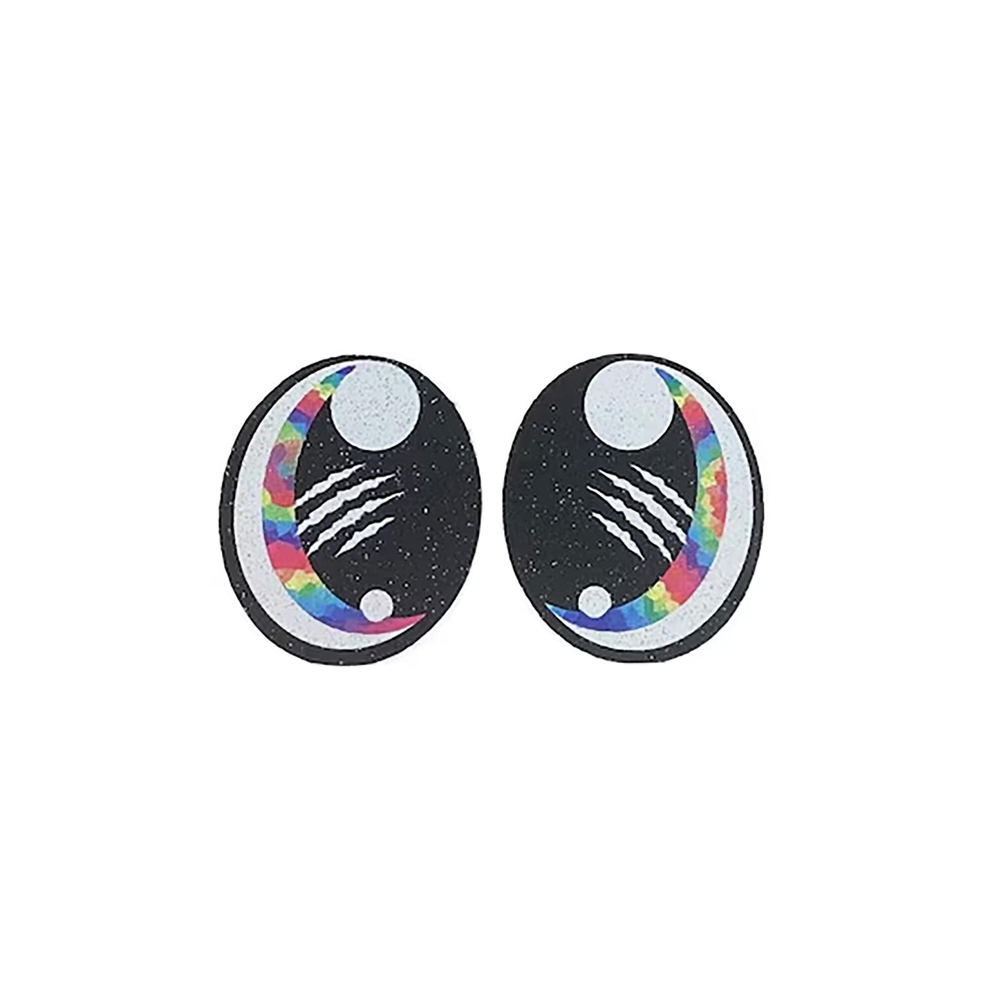 3 Pack of Rainbow Glitter Felt Eyes for Amigurumi, Multiple Sizes Available