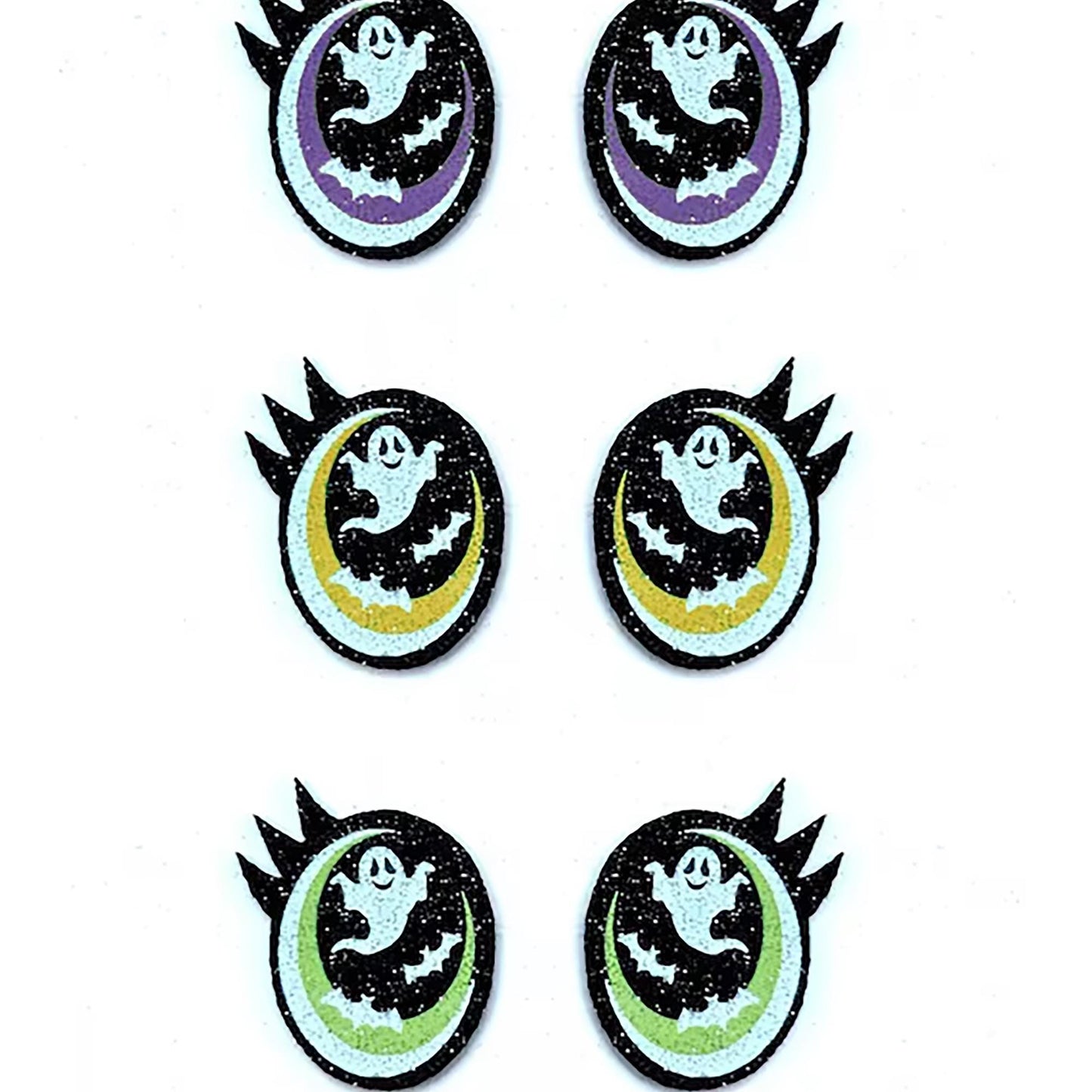 3 Pack of Glitter Halloween Felt Eyes for Amigurumi, with Lashes, Multiple Sizes Available