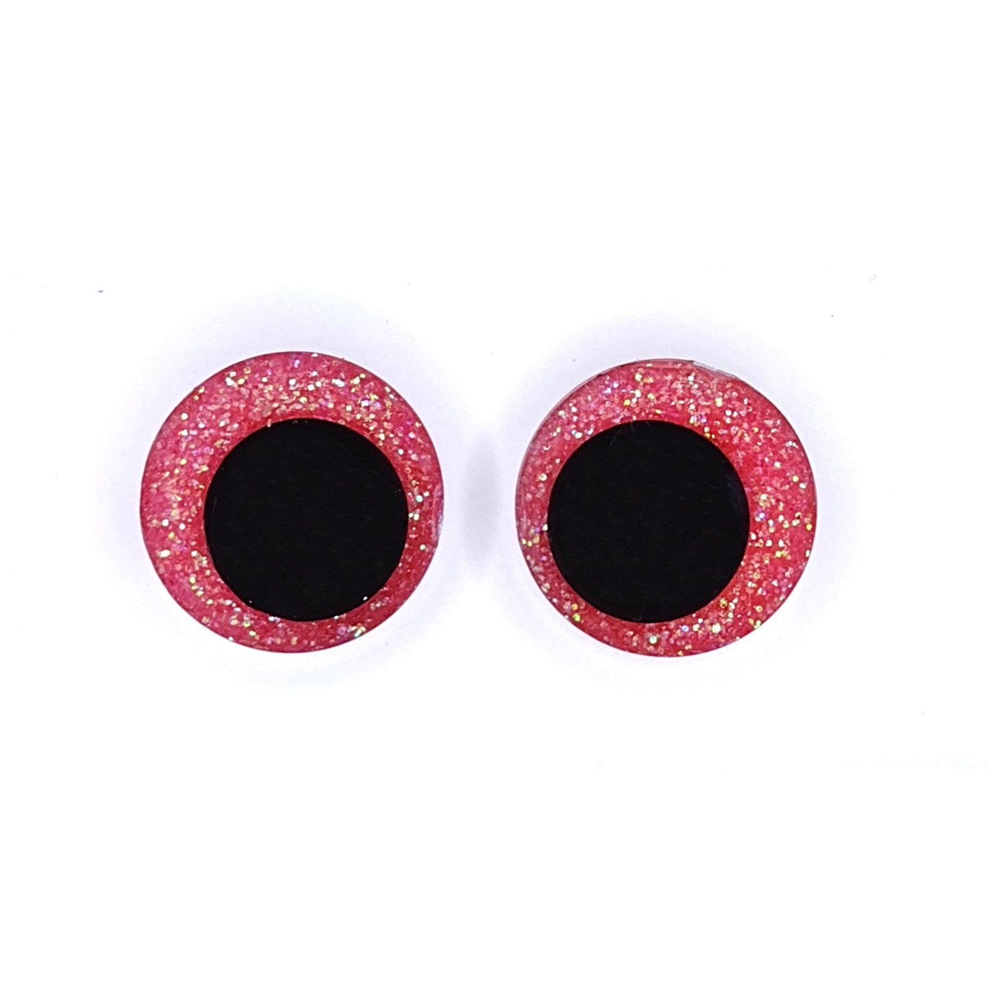Glitter Safety Eyes for Amigurumi, Sinker Style Eyes, Offset Pupil, 16mm, 18mm, 20mm, 25mm, 35mm