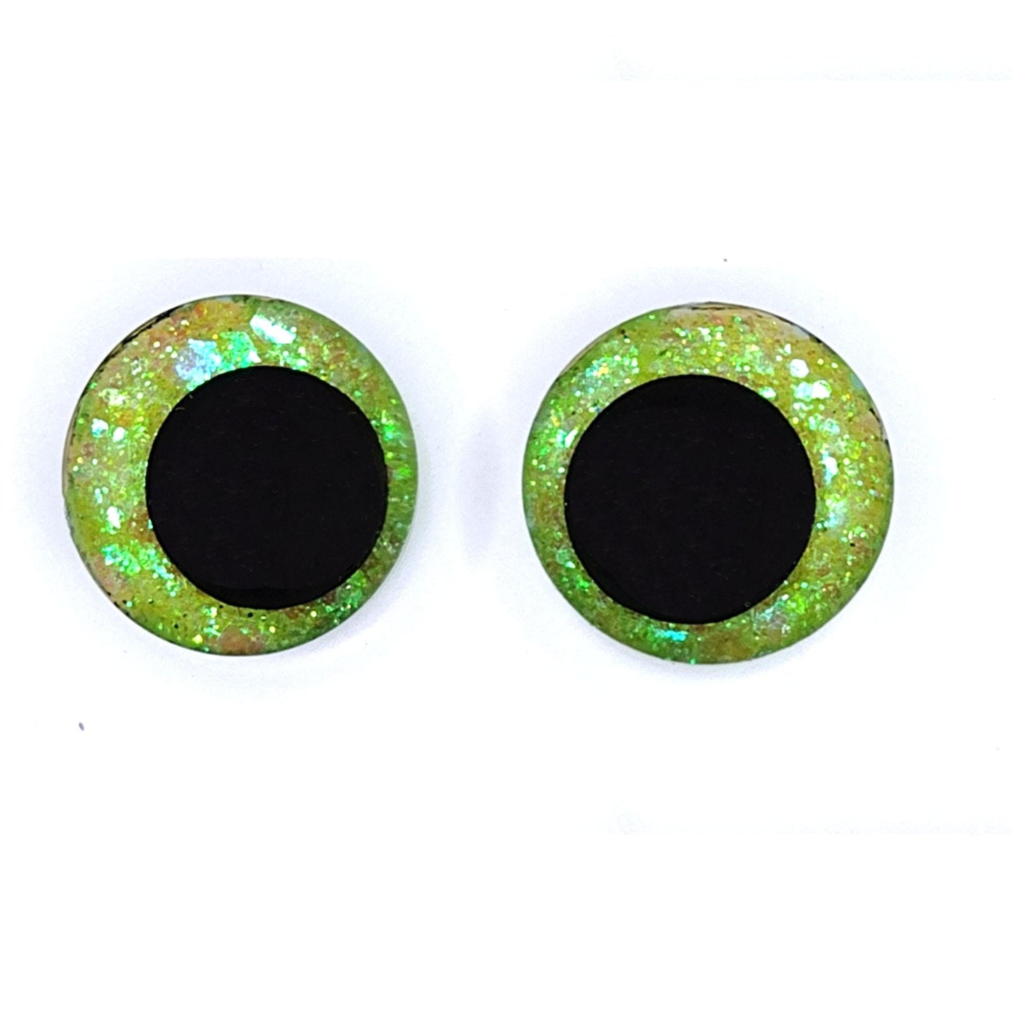 Glitter Safety Eyes for Amigurumi, Sinker Style, Offset Pupil, 16mm, 18mm, 20mm, 25mm, 35mm