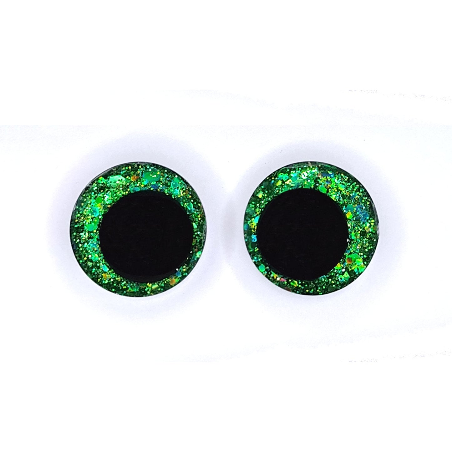 Glitter Safety Eyes for Amigurumi, Sinker Style, Offset Pupil, 16mm, 18mm, 20mm, 25mm, 35mm