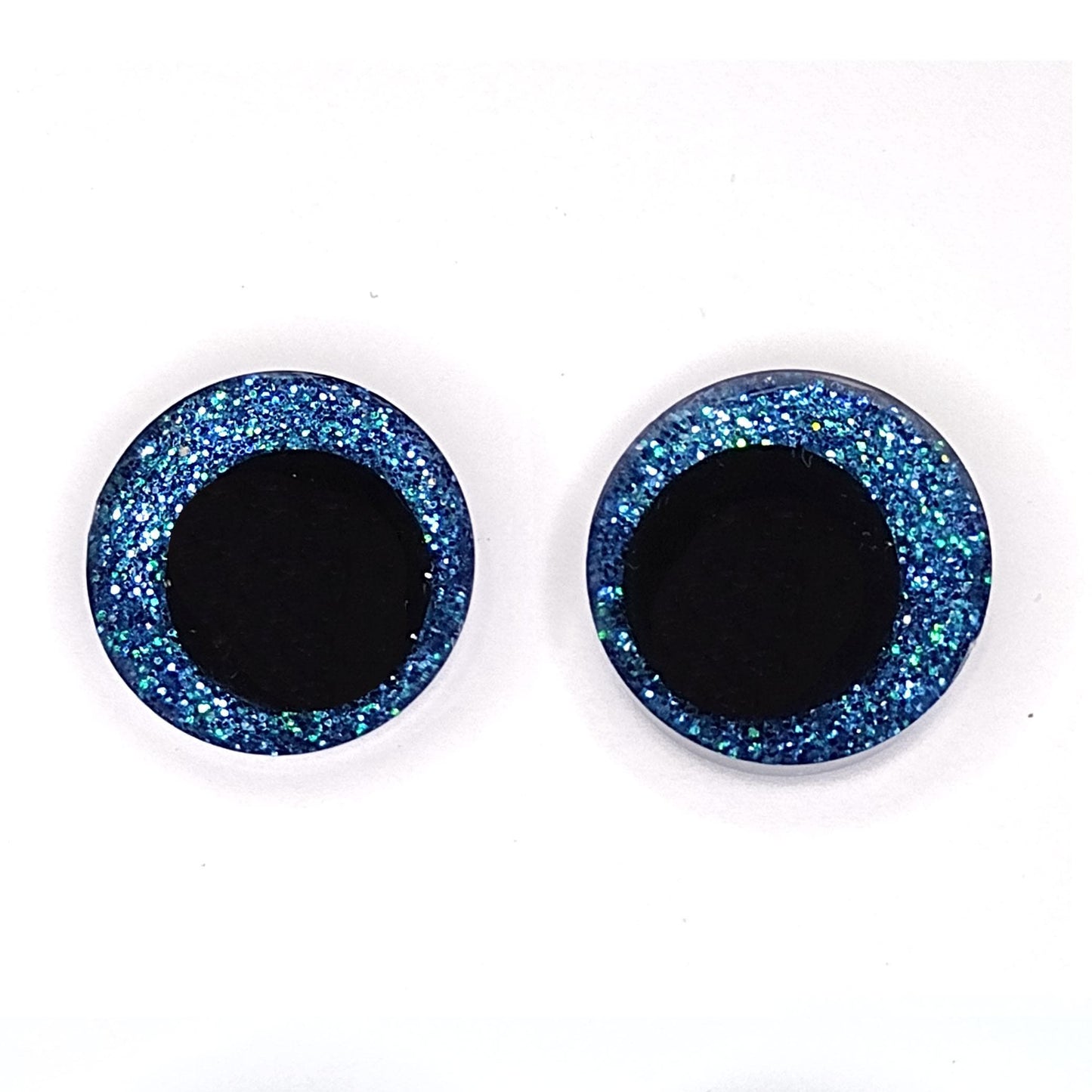 Glitter Safety Eyes for Amigurumi, Sinker Style, Offset Pupil, 16mm, 18mm, 20mm, 25mm, 35mm