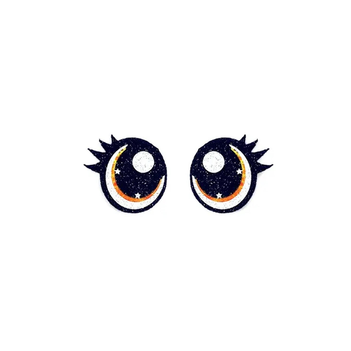 3 Pack of Orange Glitter Felt Eyes, with Lashes, for Amigurumi Multiple Sizes Available