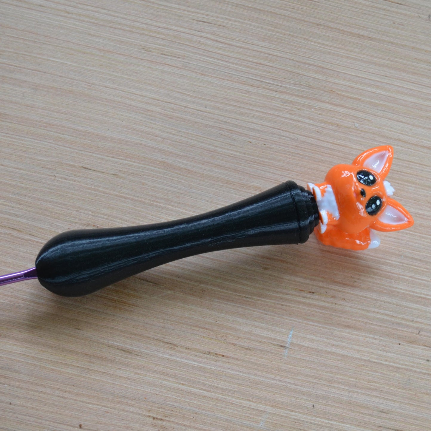 Ergonomic Crochet Hook Handle, Tapered or Inline, Cute Fox, Pain-Relief Crochet Tool for Amigurumi and Plushie Making