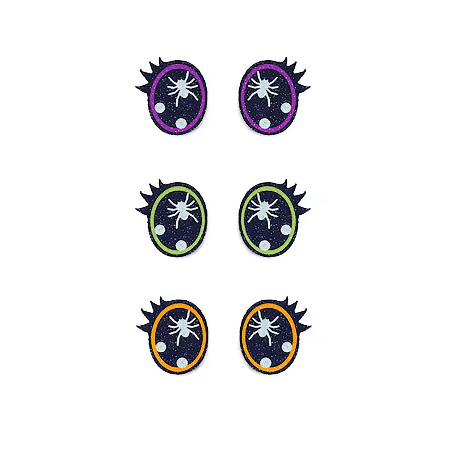 6 Pack of Glitter Halloween Felt Eyes, With Lashes, Multiple Sizes Available