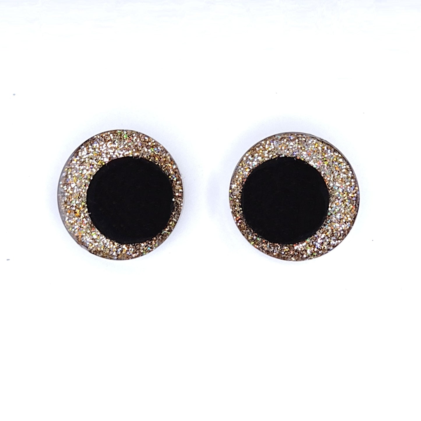 Glitter Safety Eyes for Amigurumi, Sinker Style, Offset Pupil, 16mm, 18mm, 20mm, 25mm, 35mm