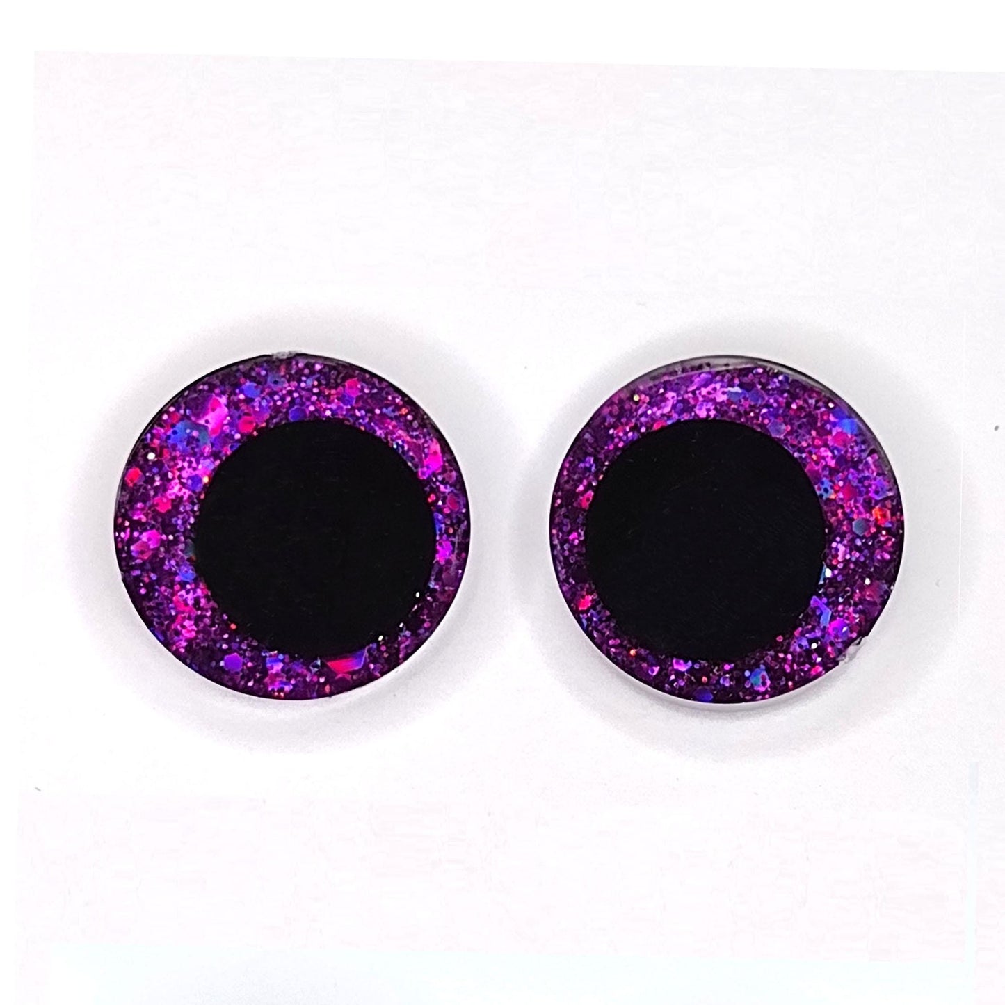 Glitter Safety Eyes for Amigurumi, Sinker Style, Offset Pupil, 16mm, 18mm, 20mm, 25mm, 35mm