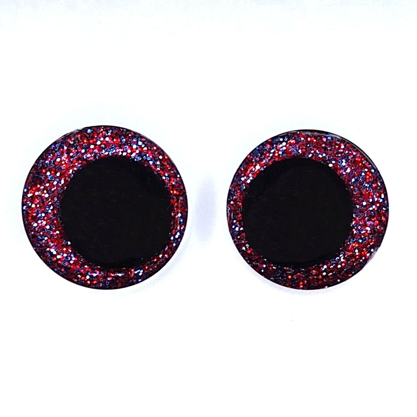 Glitter Safety Eyes for Amigurumi, Sinker Style, Offset Pupil, 16mm, 18mm, 20mm, 25mm, 35mm