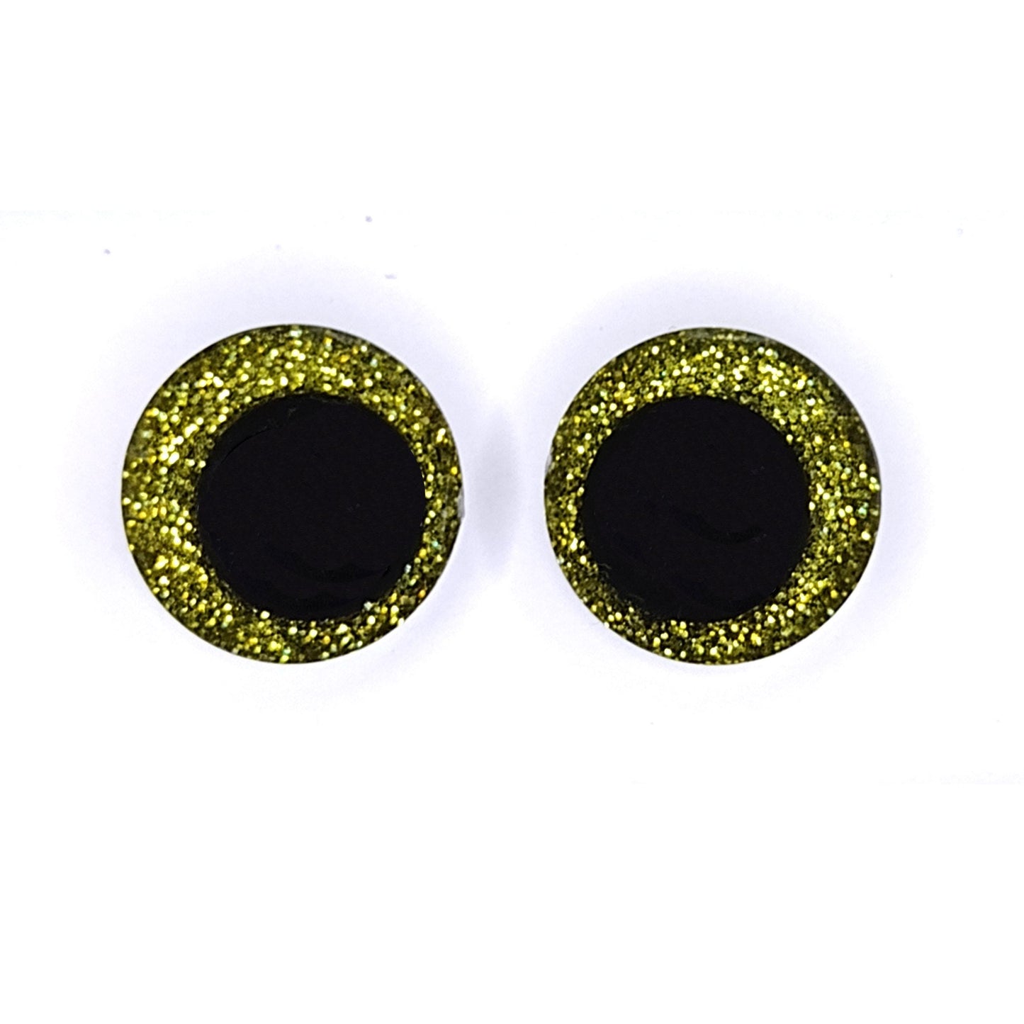 Glitter Safety Eyes for Amigurumi, Sinker Style, Offset Pupil, 16mm, 18mm, 20mm, 25mm, 35mm