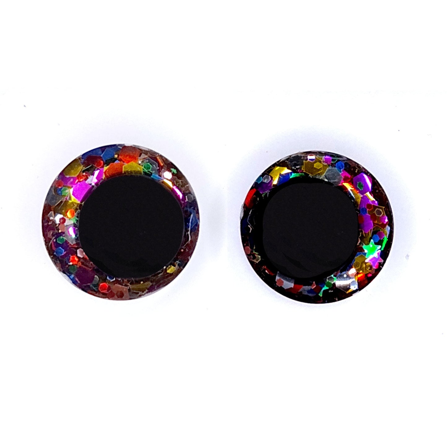 Glitter Safety Eyes for Amigurumi, Sinker Style, Offset Pupil, 16mm, 18mm, 20mm, 25mm, 35mm