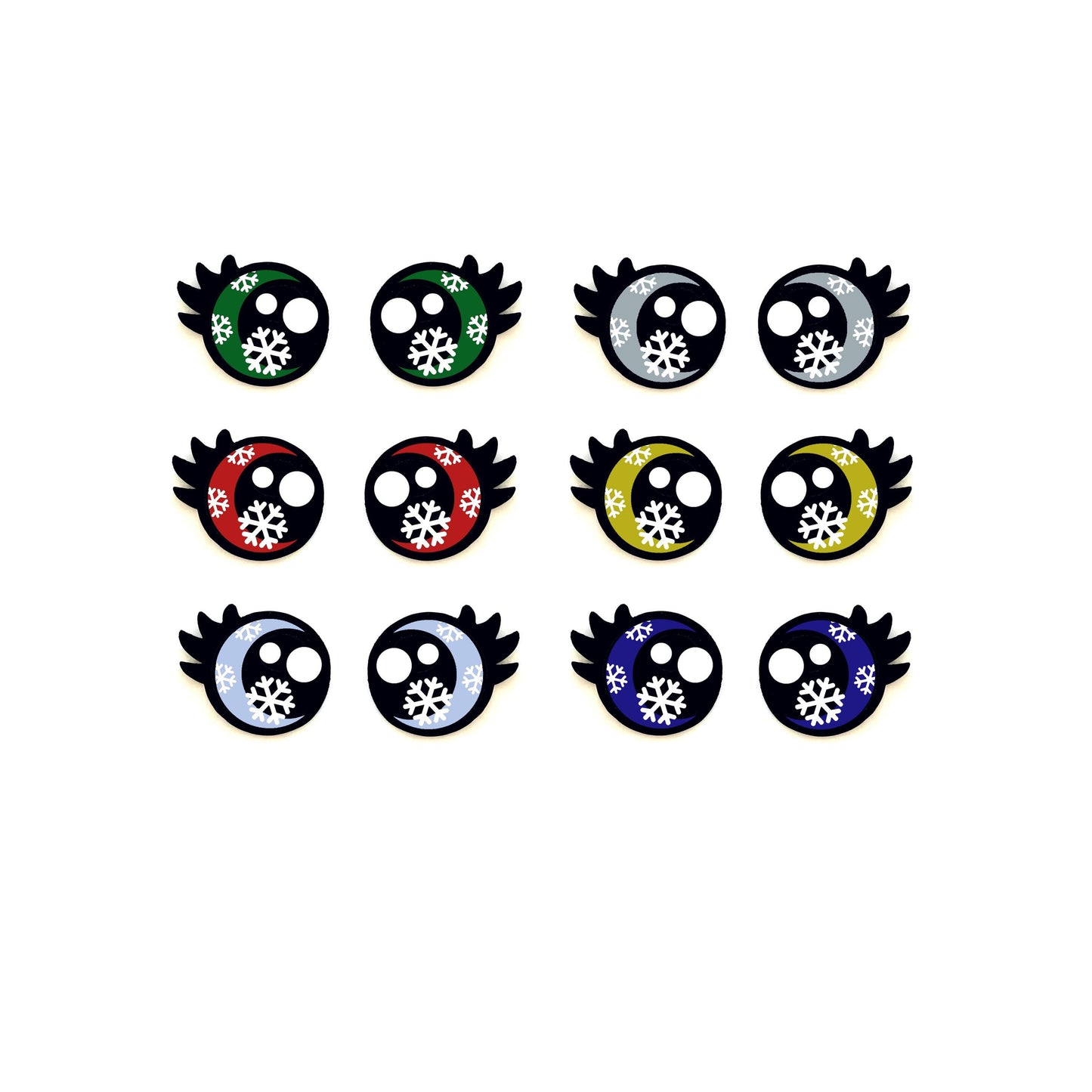 3 Pack of Snowflake Glitter Felt Eyes, with lashes, for Amigurumi Multiple Sizes Available