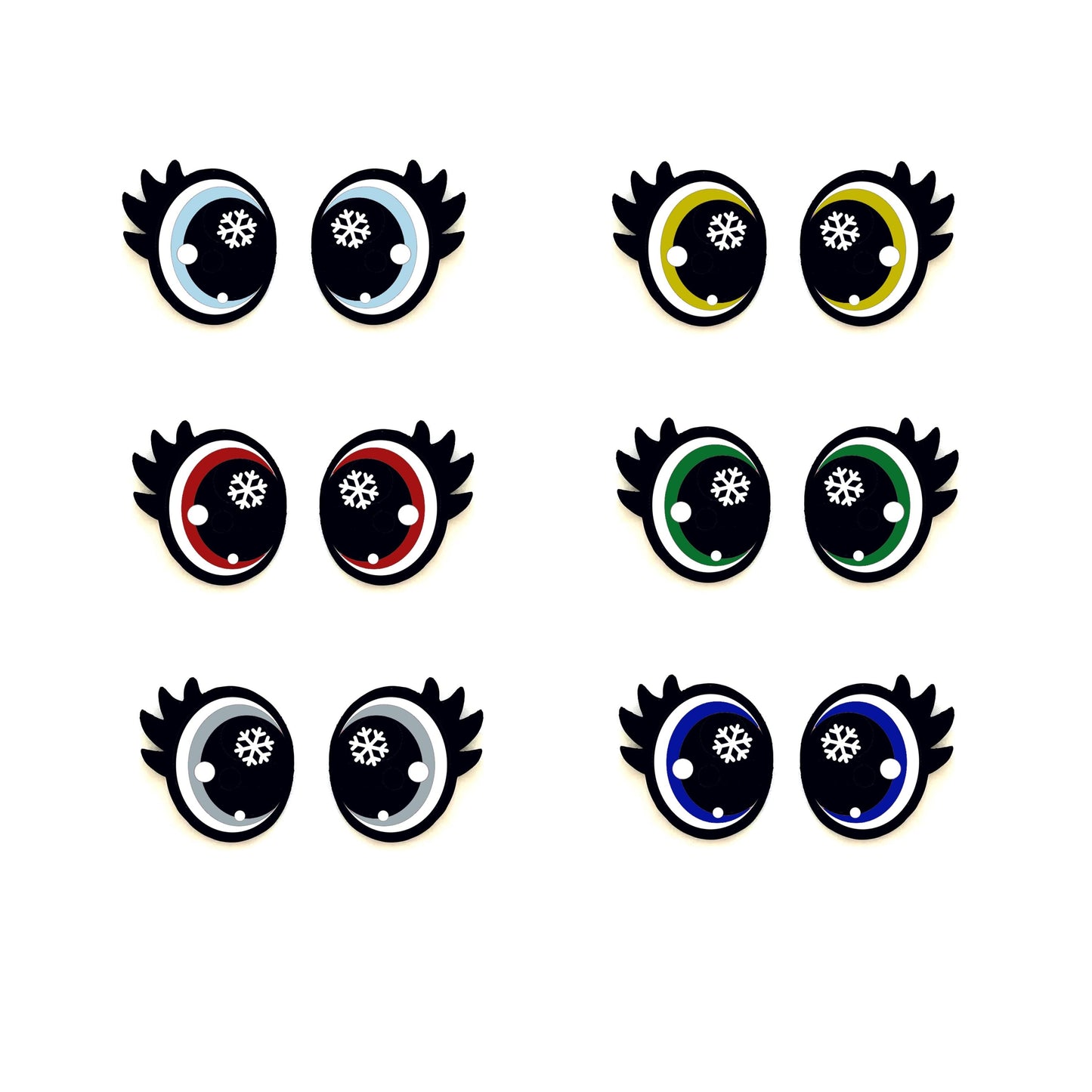 6 Pack Snowflake Felt Eyes for Amigurumi, Christmas, Holiday
