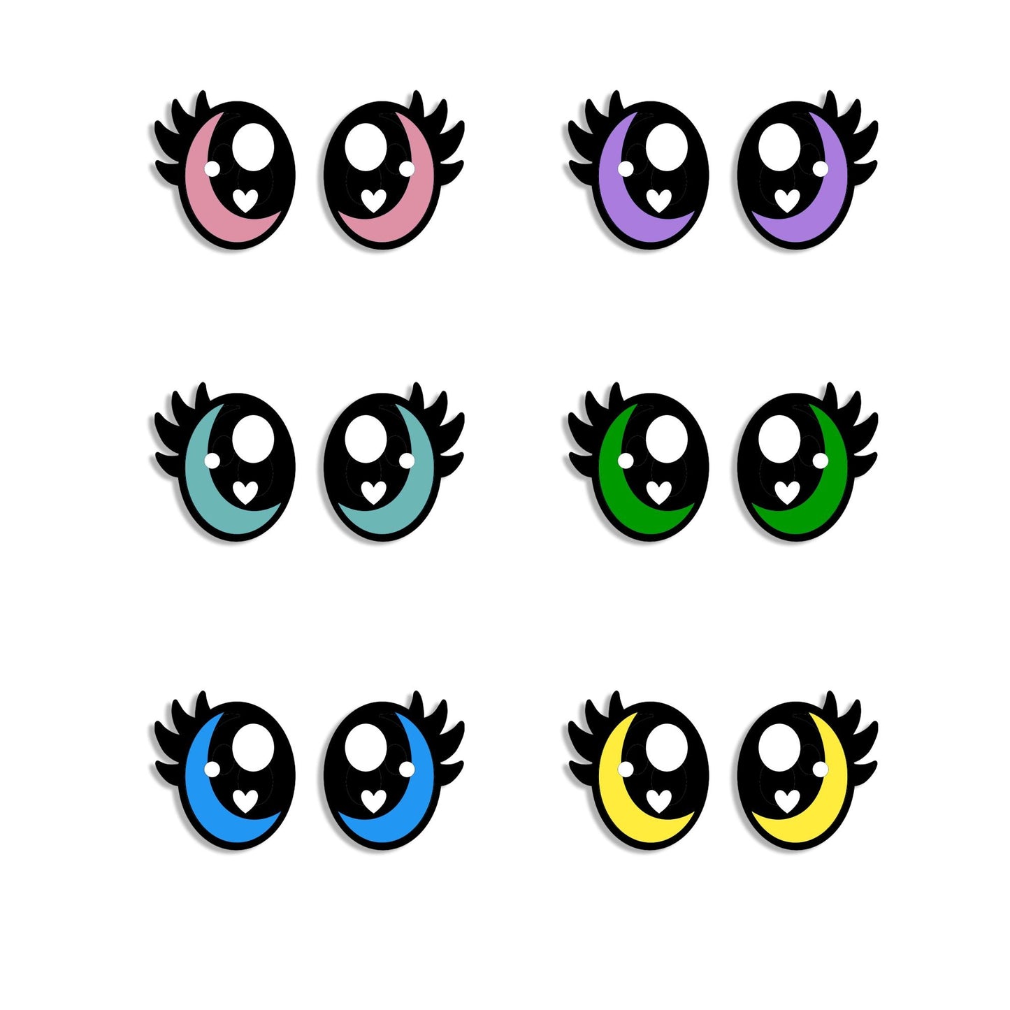 6 Pack Oval Kawaii Felt Eyes for Amigurumi, Multiple Sizes