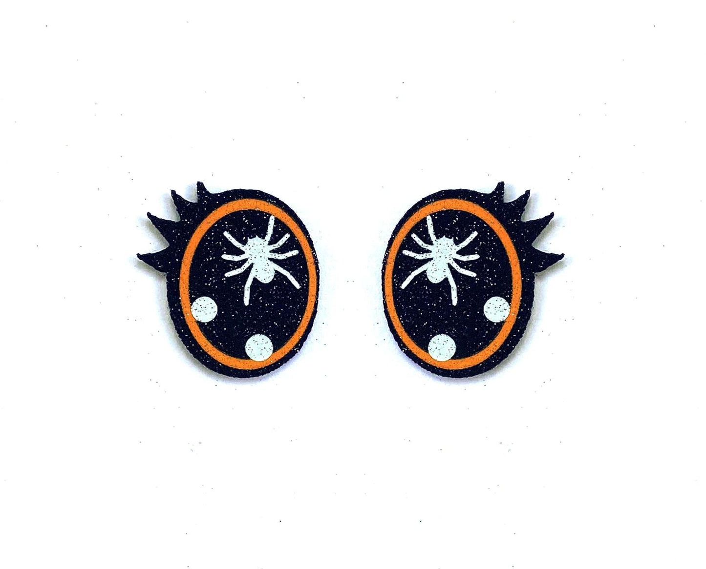 6 Pack of Orange Halloween Spider Glitter Felt Eyes