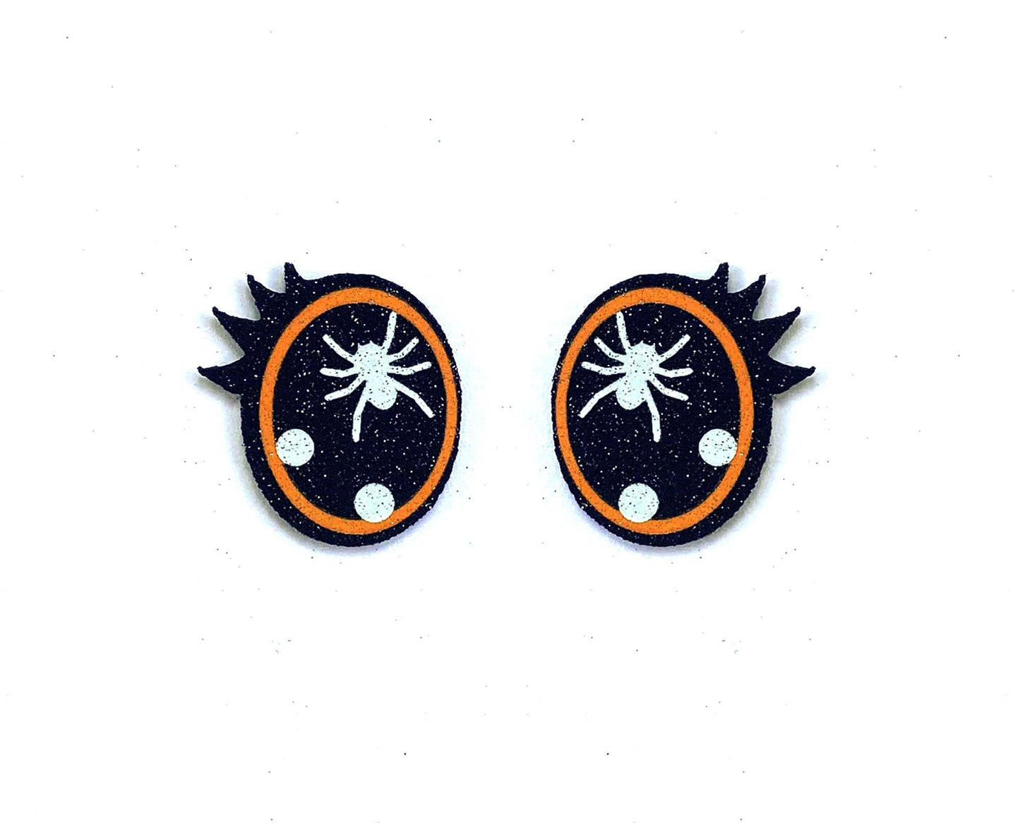 6 Pack of Orange Halloween Spider Glitter Felt Eyes