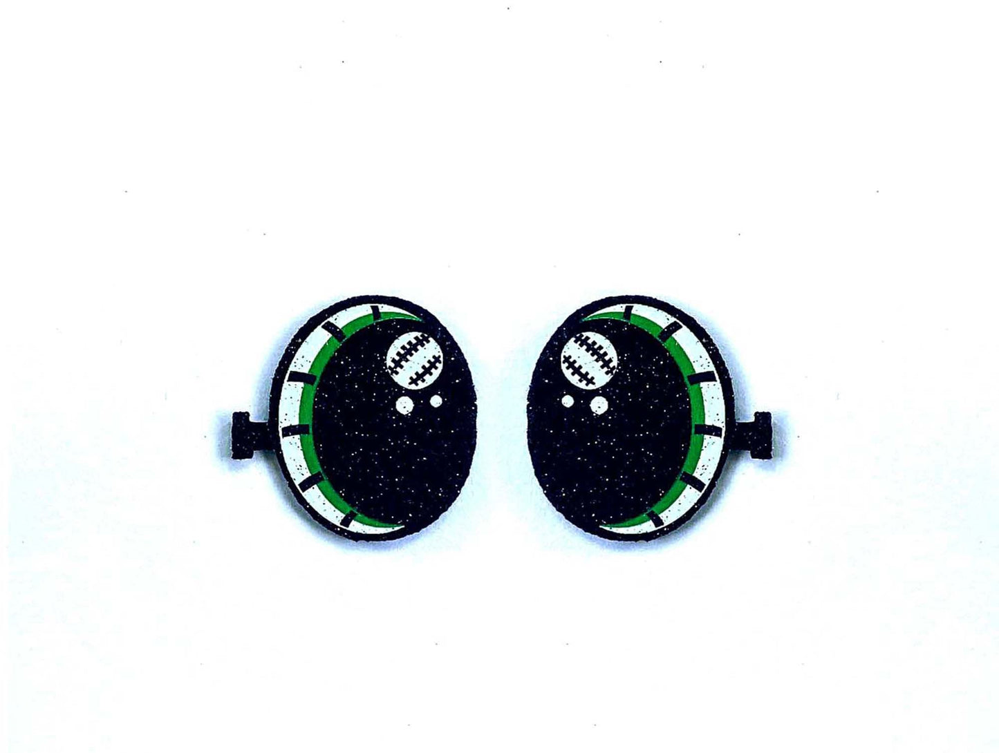 6 Pack of Green Halloween Monster Glitter Felt Eyes