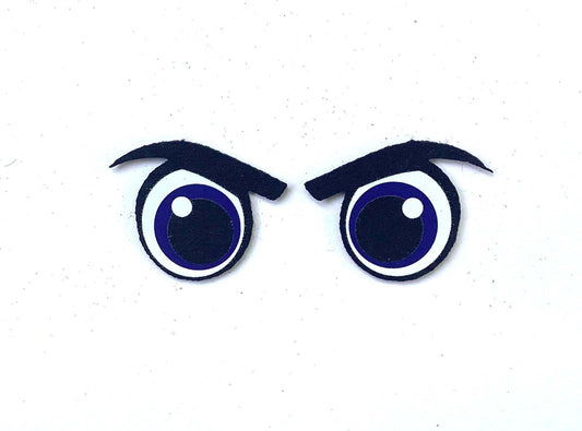 6 Pack of Blue Angry Felt Eyes with Lashes, , for Crochet Plushies Multiple Sizes Available
