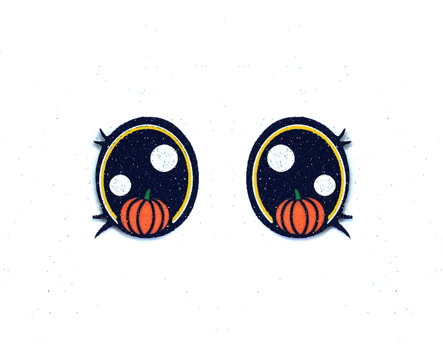 6 Pack of Orange Glitter Felt Eyes