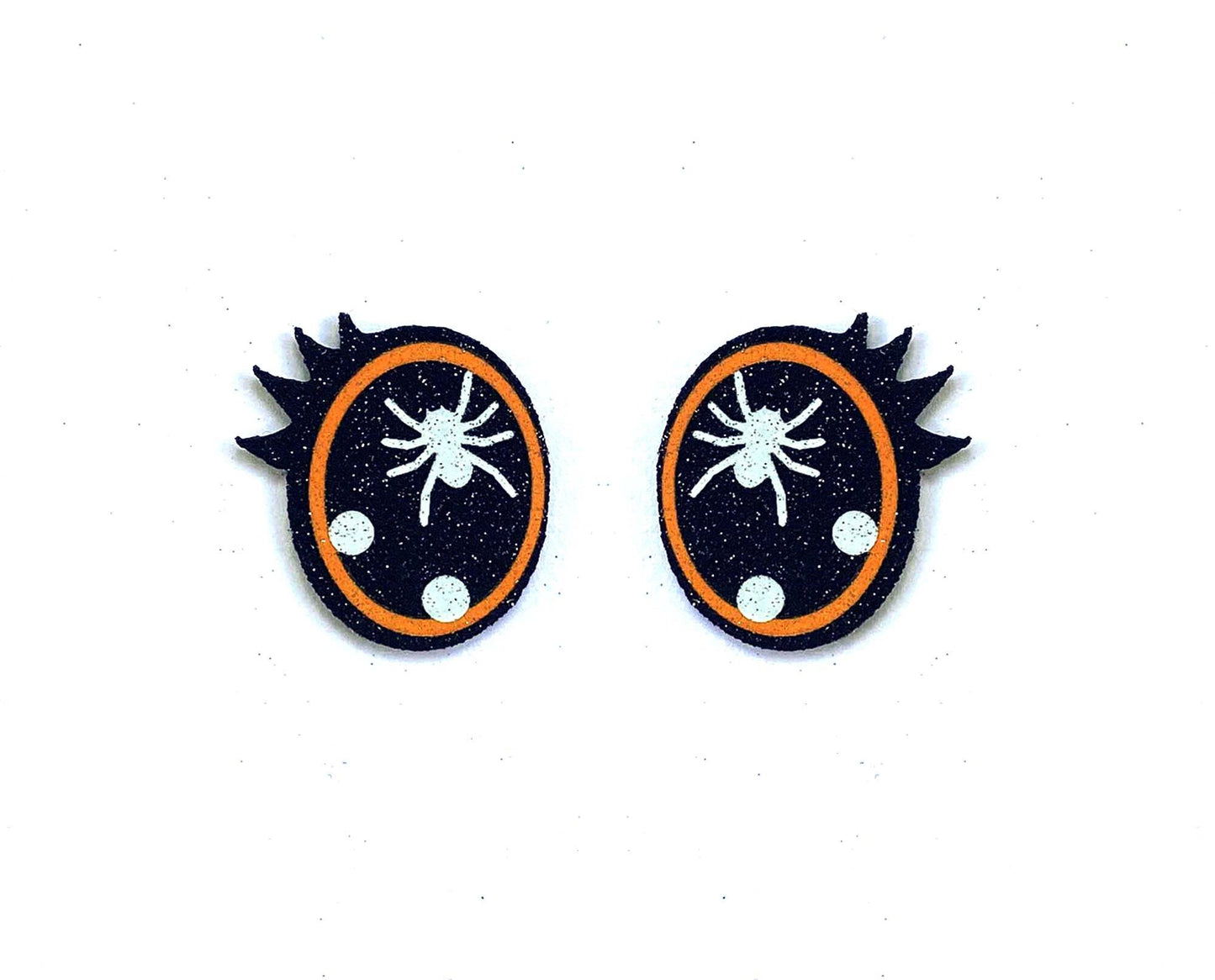 6 Pack of Orange Halloween Spider Glitter Felt Eyes