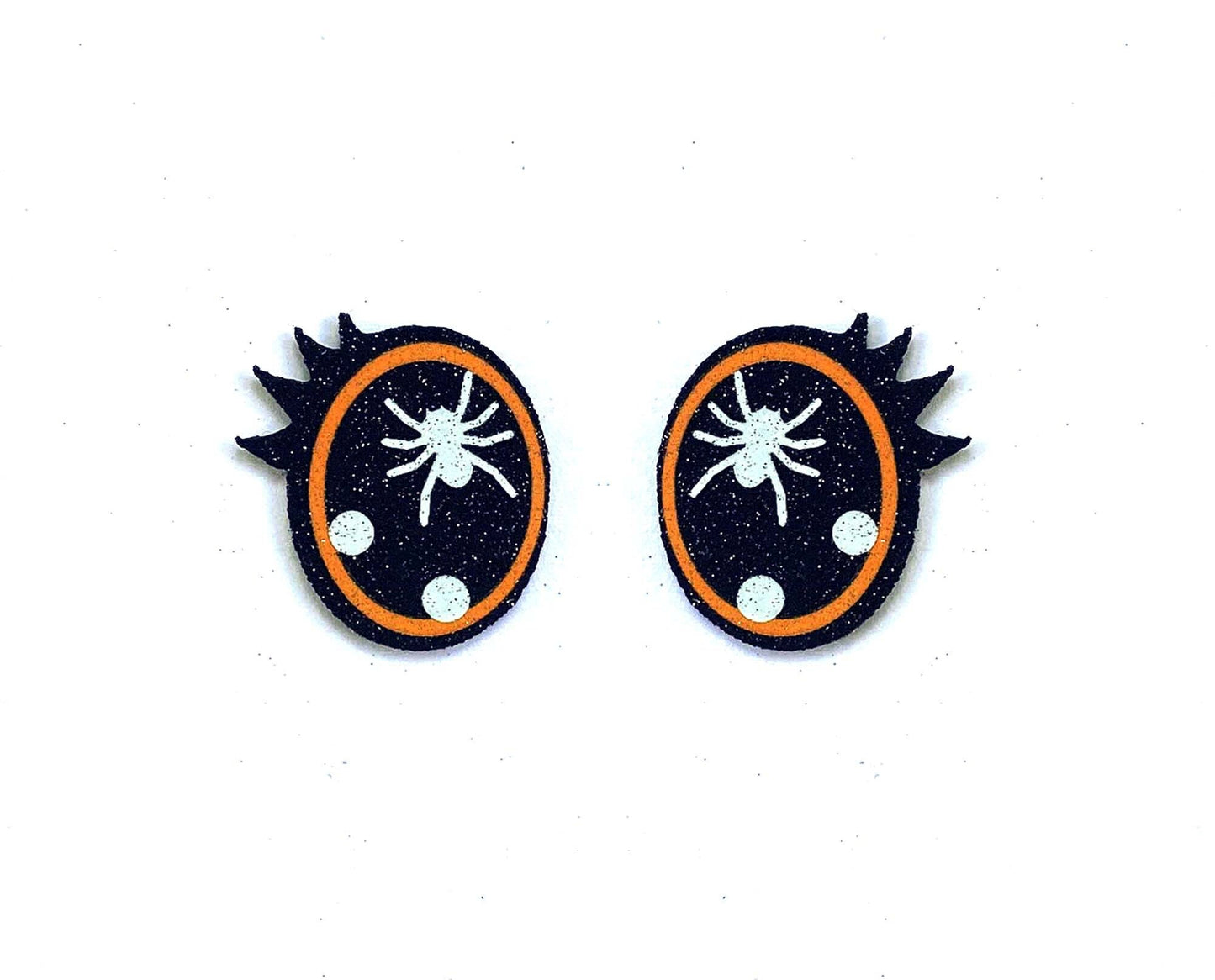 6 Pack of Orange Halloween Spider Glitter Felt Eyes