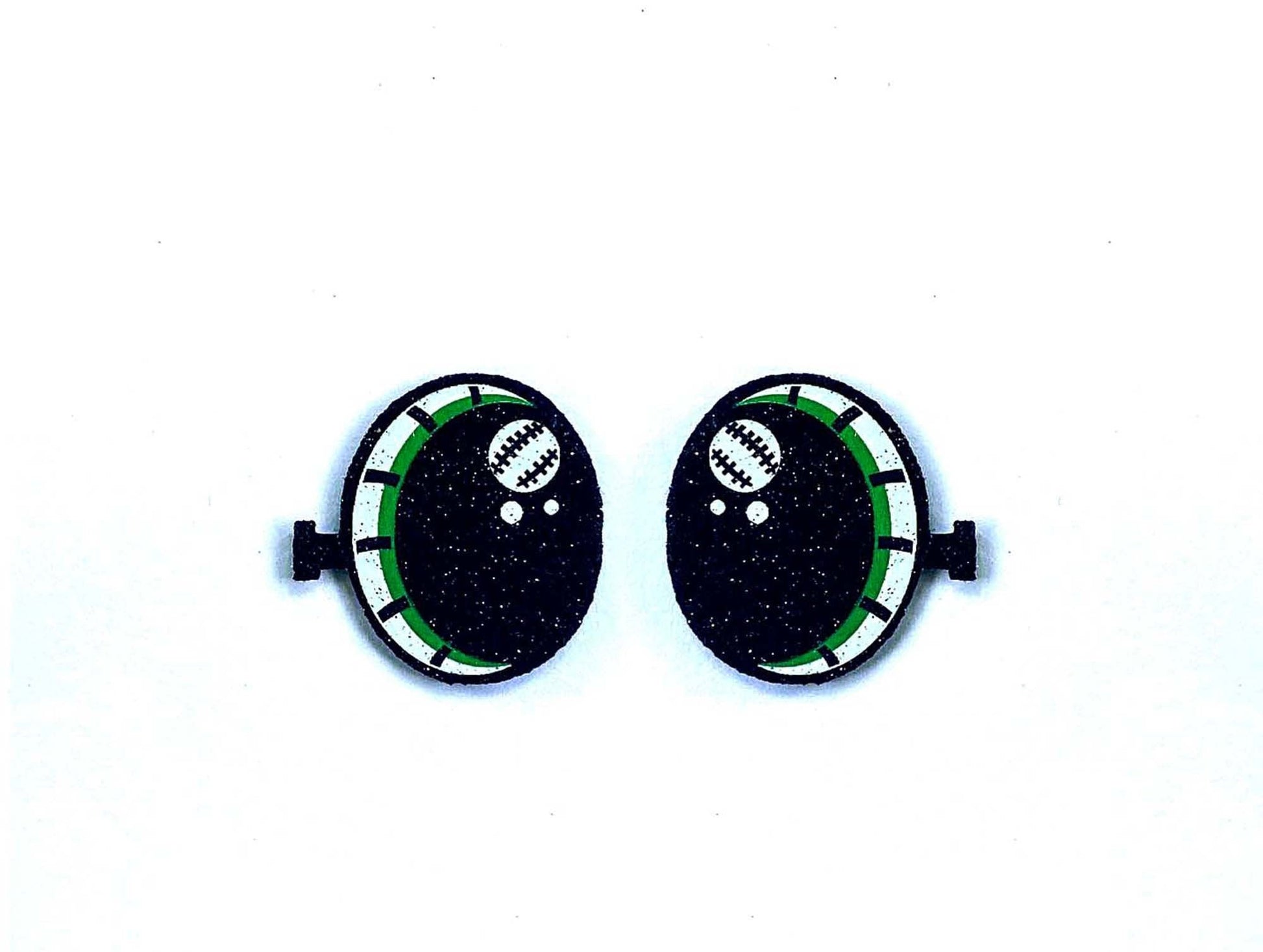 6 Pack of Green Halloween Monster Glitter Felt Eyes