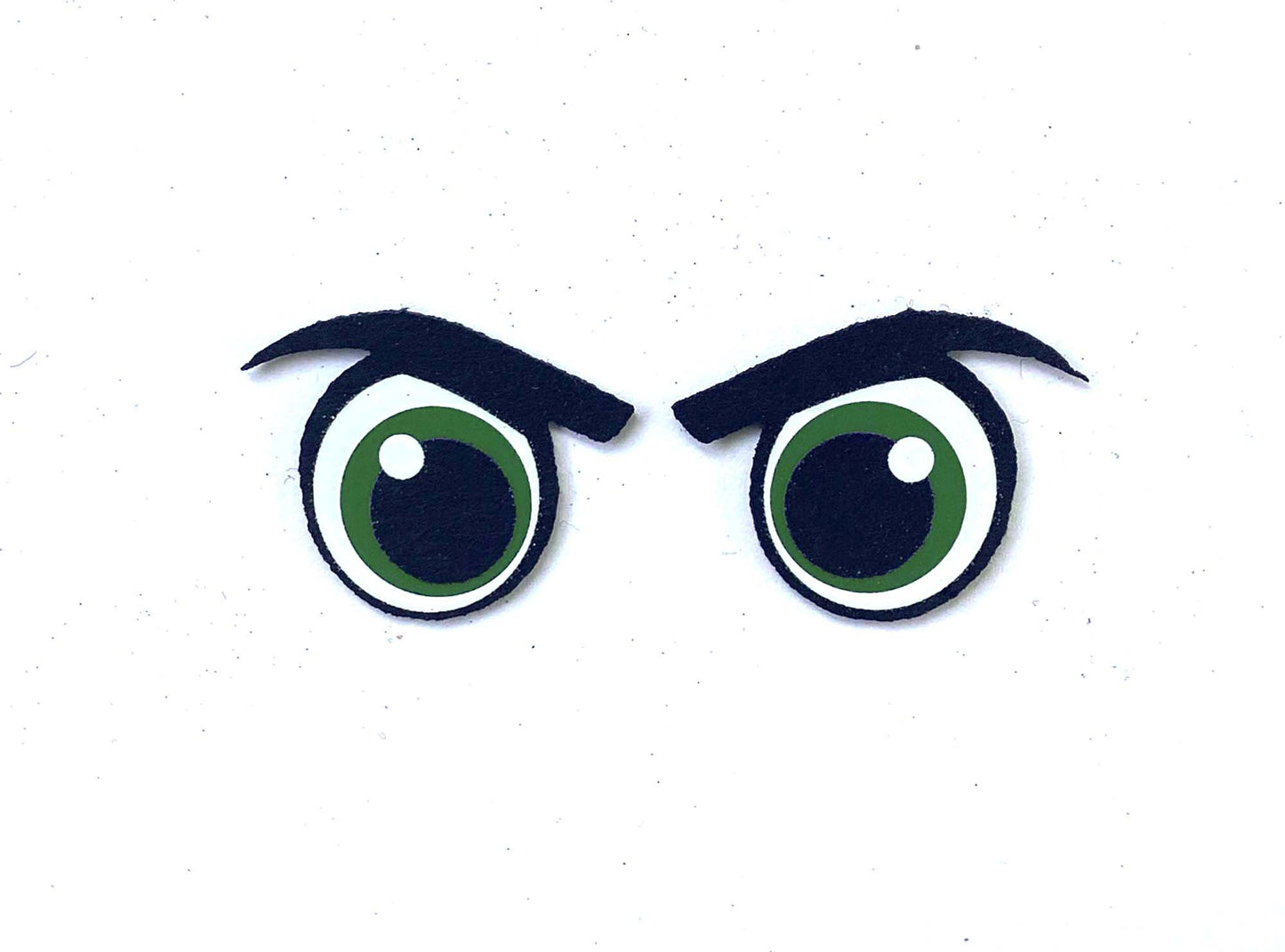 6 Pairs Green Felt Angry Eyes