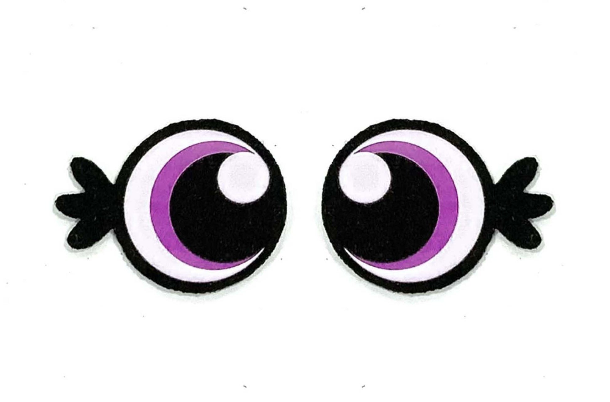 6 Pack of Round Felt Eyes for Amigurumi, with Lashes, Rainbow, Crochet Plushie Eyes Multiple Sizes Available