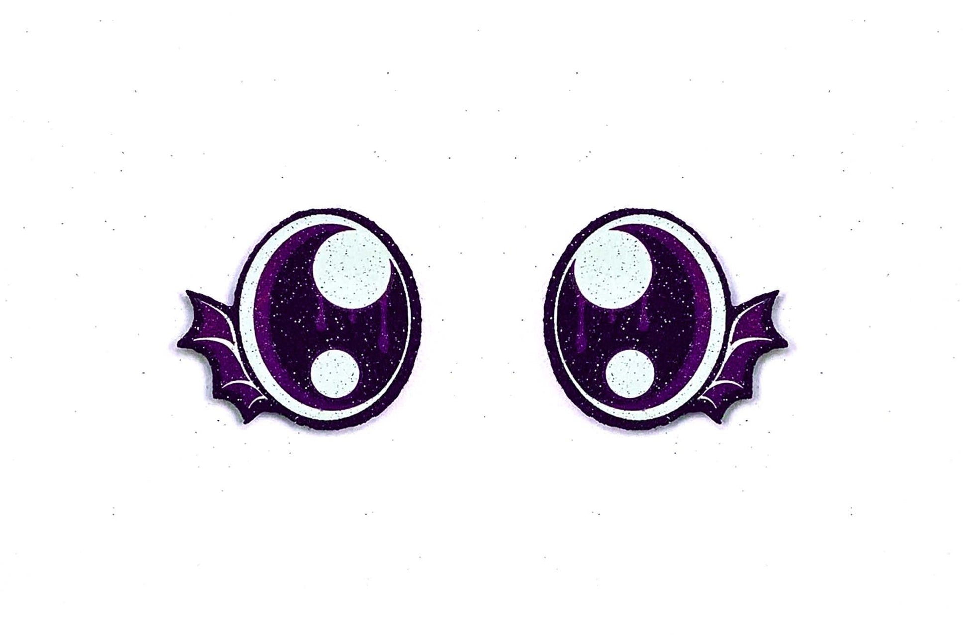 6 Pack of Purple Halloween Bat Glitter Felt Eyes