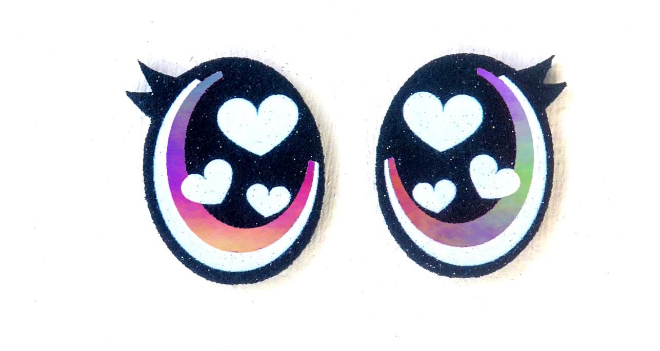 6 Pack of Oval Glitter Felt Eyes, For Amigurumi Multiple Sizes Available