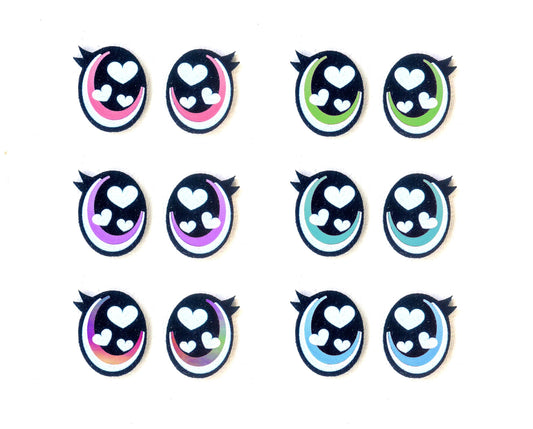 6 Pack of Oval Glitter Felt Eyes, For Amigurumi Multiple Sizes Available