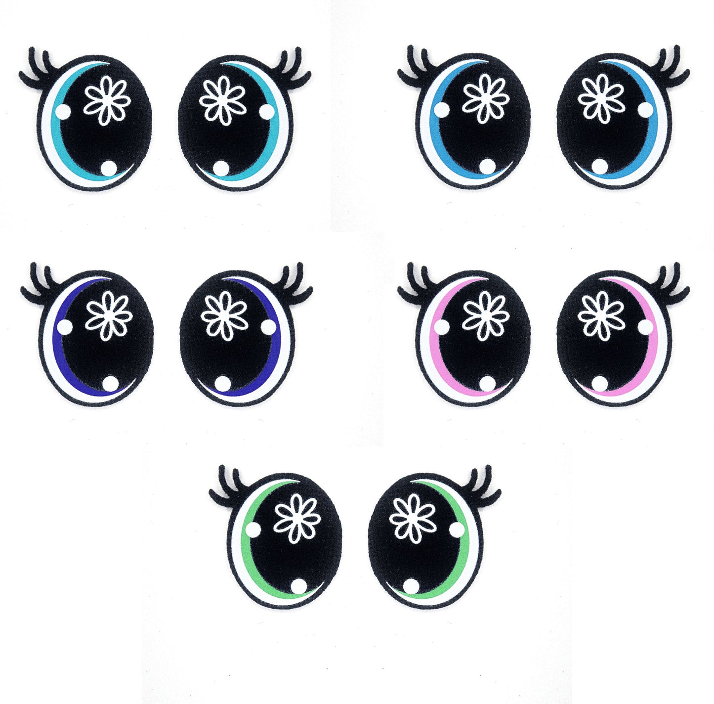 6 Pack of Flower Oval Felt Eyes For Amigurumi