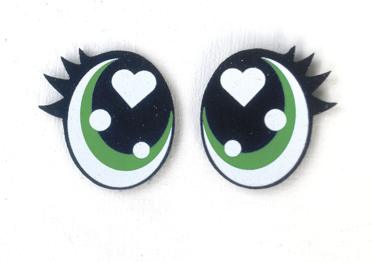 6 Pack of Oval Glitter Felt Eyes for Amigurumi, with Lashes, Multiple Sizes Available