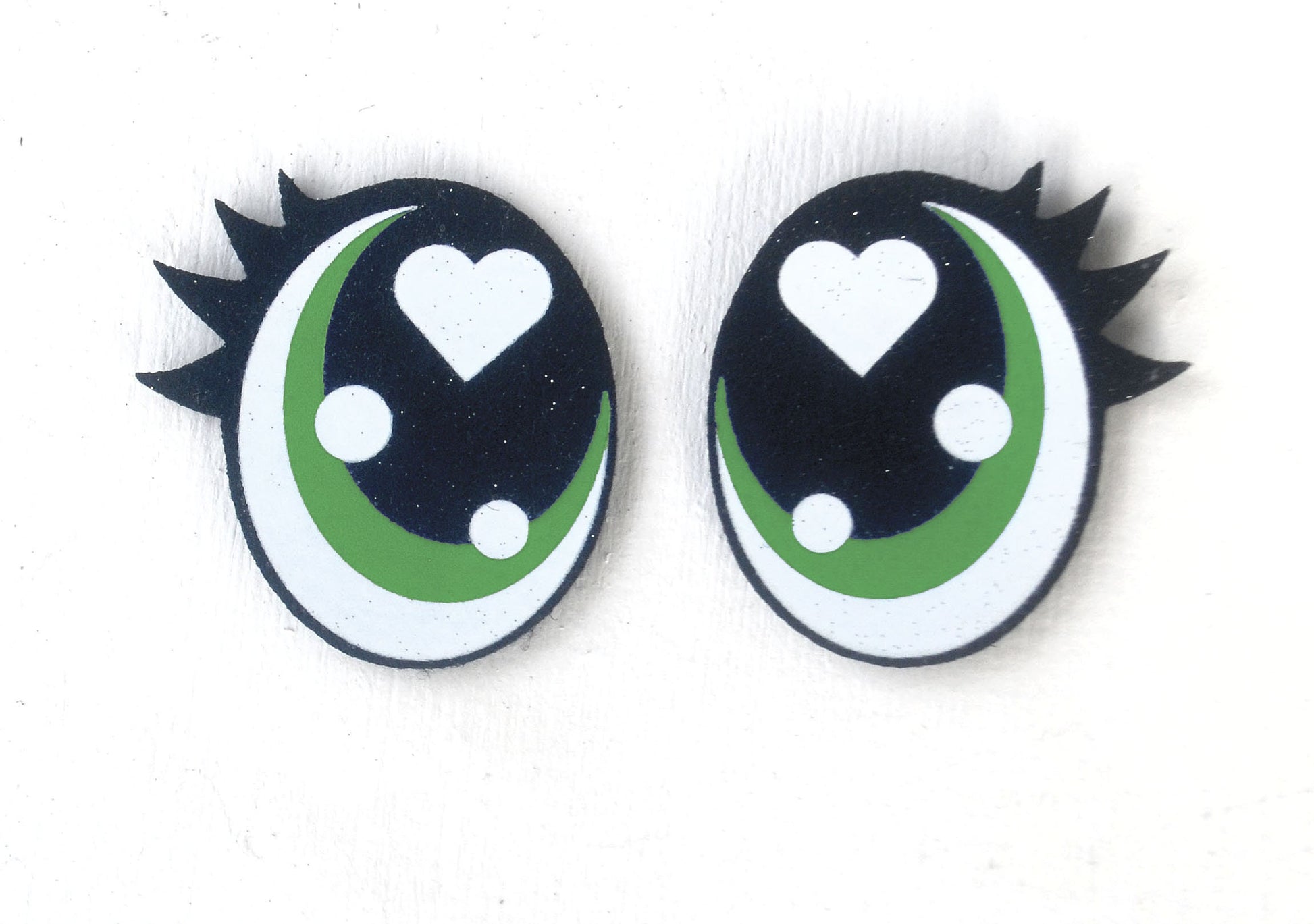 6 Pack of Oval Glitter Felt Eyes for Amigurumi, with Lashes, Multiple Sizes Available