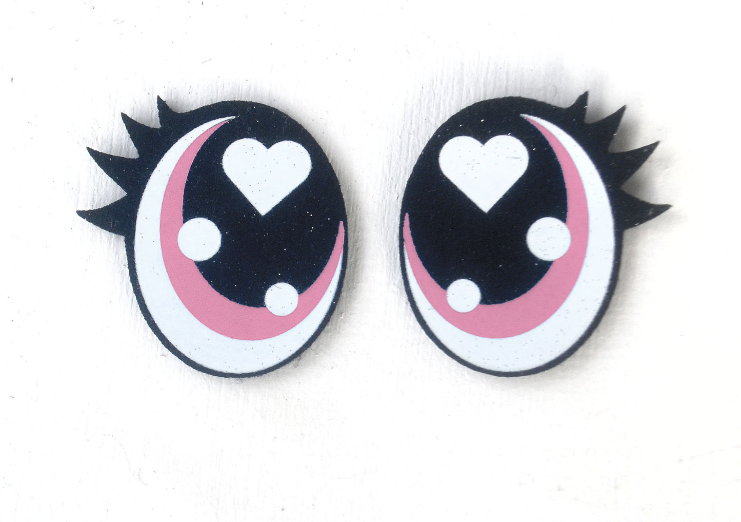 6 Pack of Oval Glitter Felt Eyes for Amigurumi, with Lashes, Multiple Sizes Available