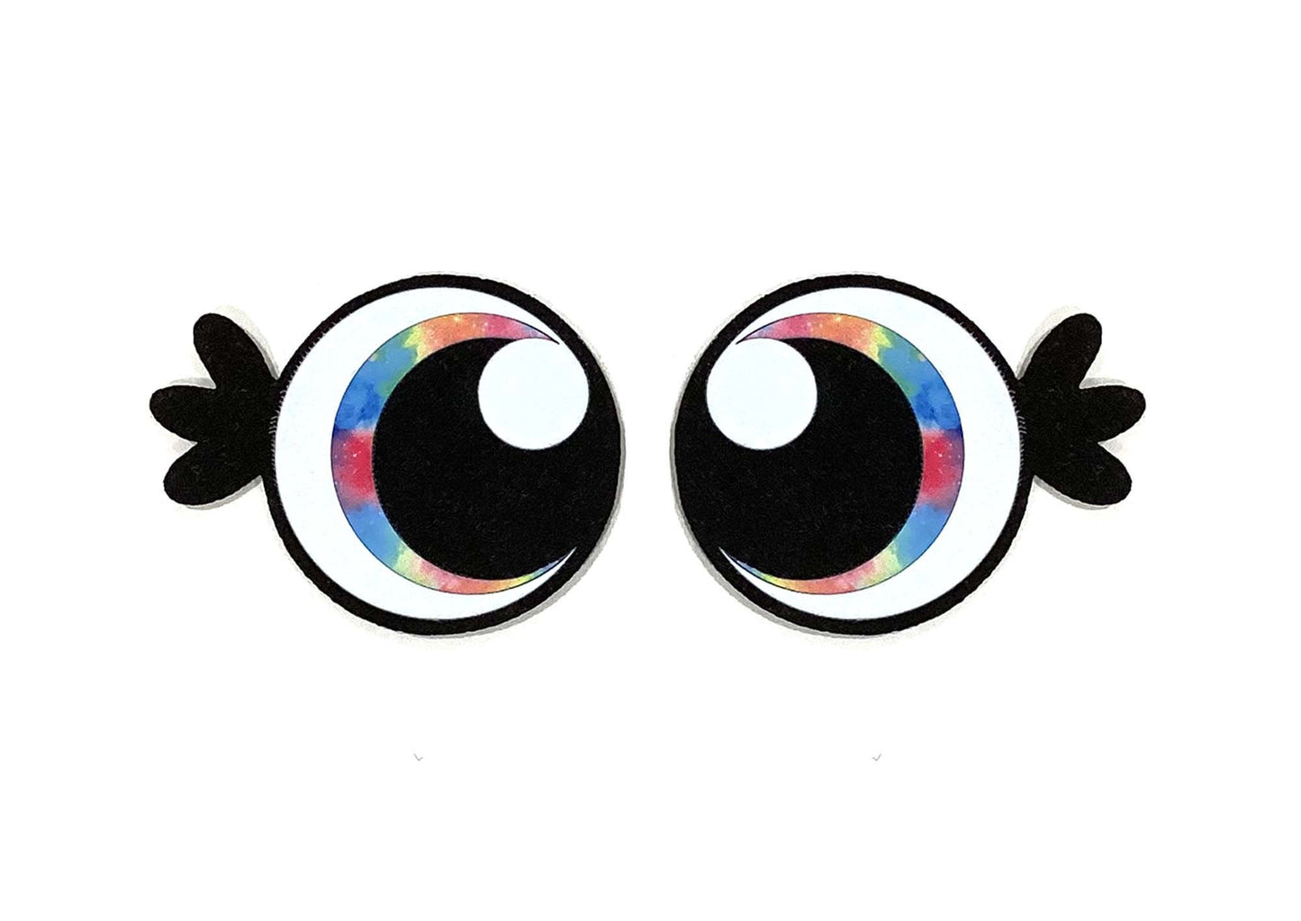 6 Pack of Round Felt Eyes for Amigurumi, with Lashes, Rainbow, Crochet Plushie Eyes Multiple Sizes Available