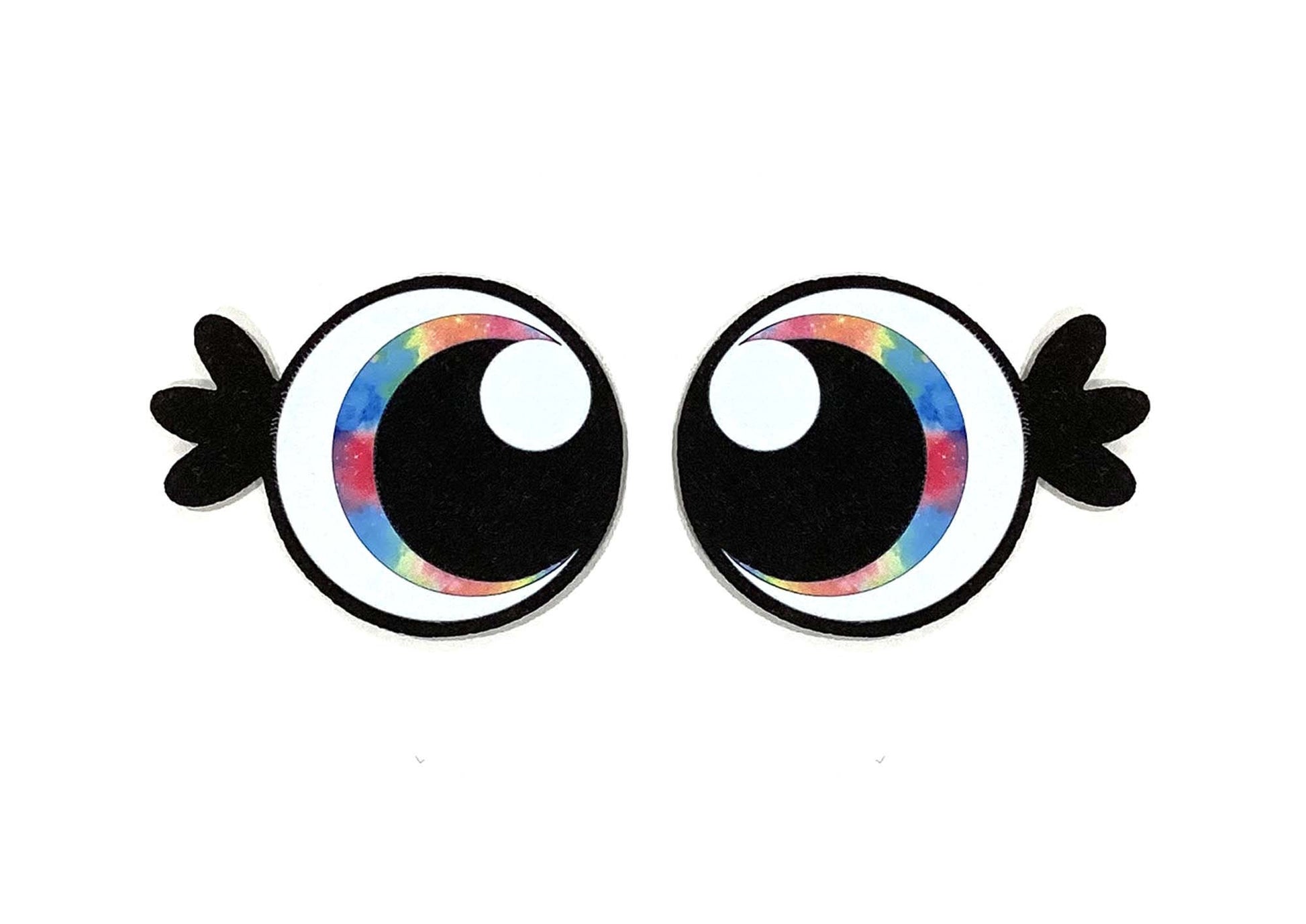 6 Pack of Round Felt Eyes for Amigurumi, with Lashes, Rainbow, Crochet Plushie Eyes Multiple Sizes Available