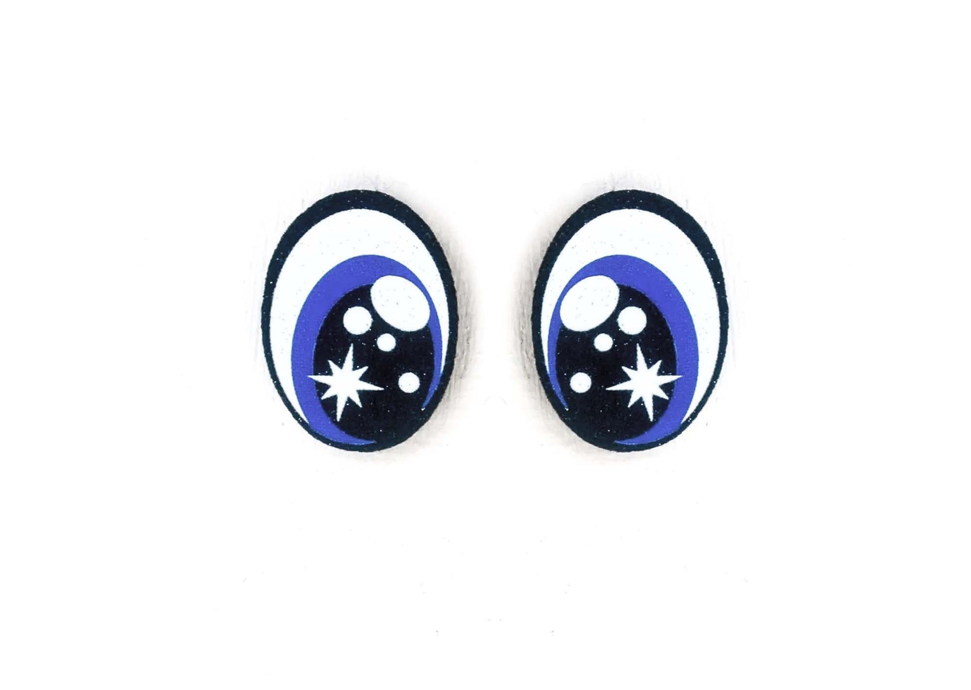 6 Pack of Oval Glitter Felt Eyes For Amigurumi Multiple Sizes Available