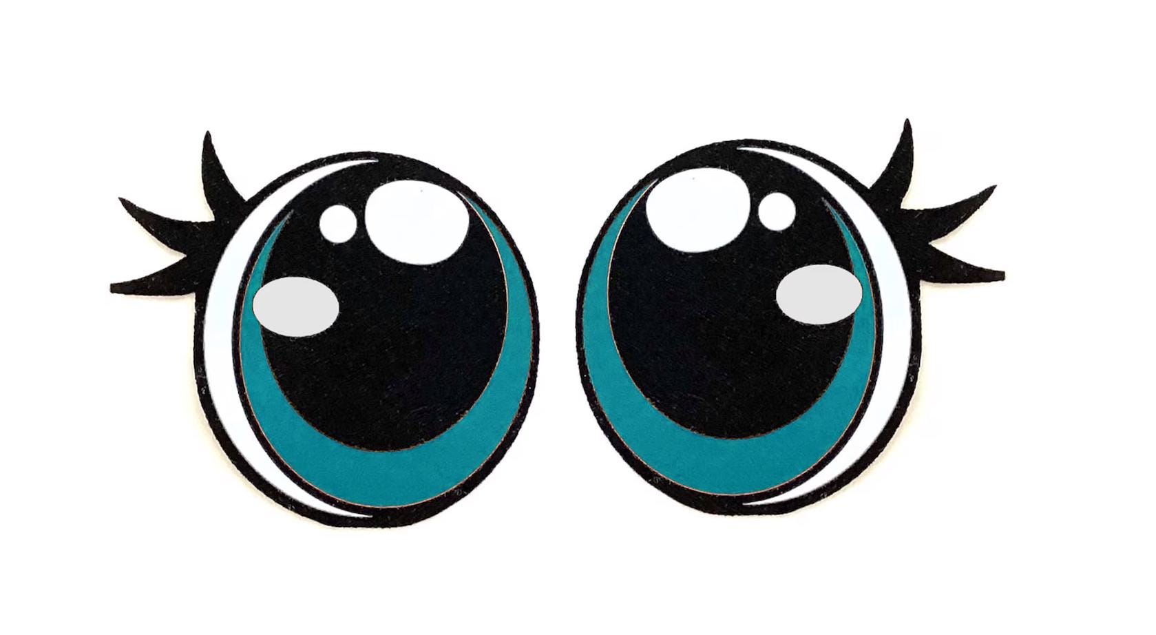 6 Pack of Kawaii Felt Eyes for Amigurumi, Multicolor, Sad Eyes, Multiple Sizes Available