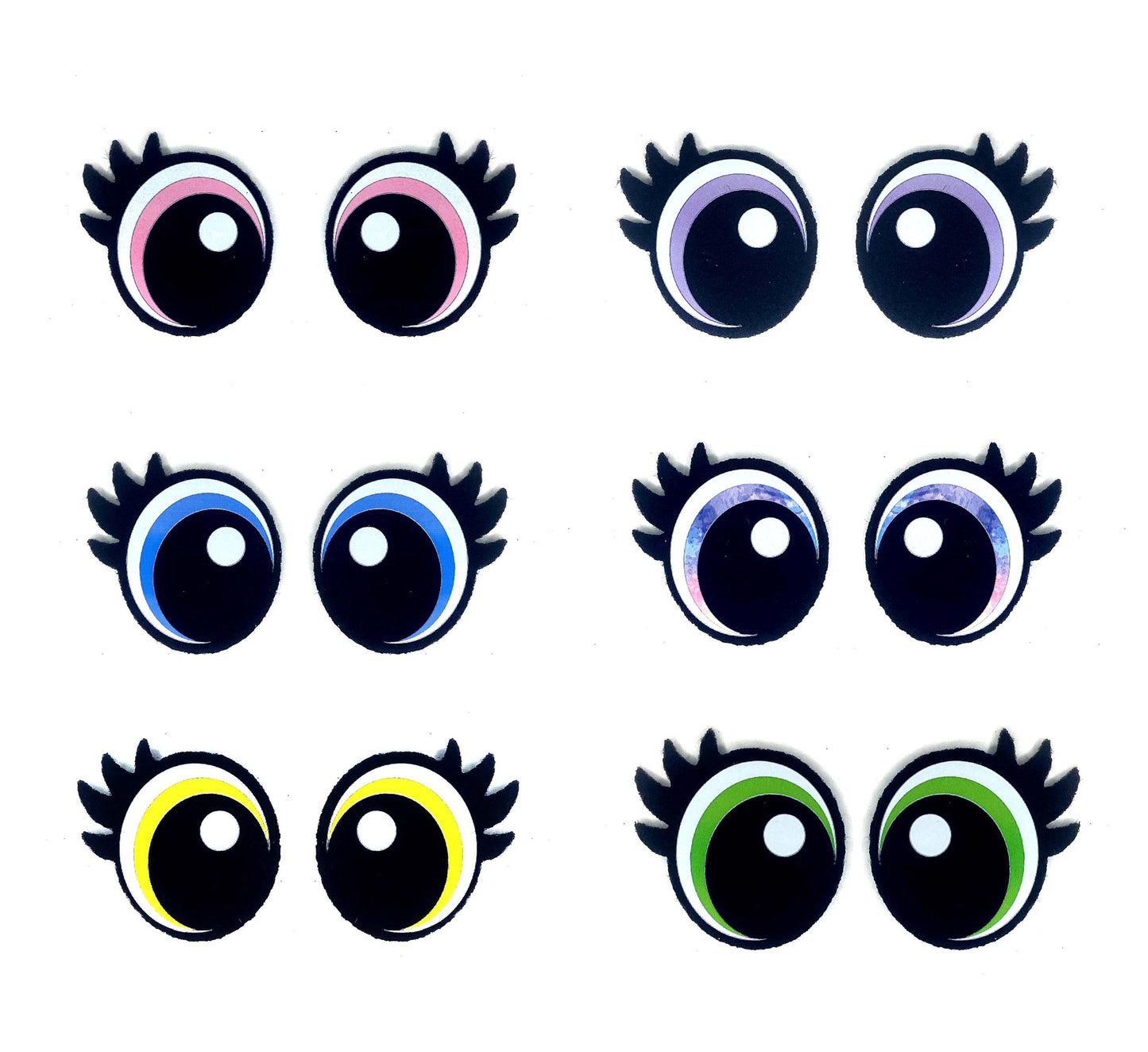 6 Pack of Kawaii Felt Eyes with Lashes