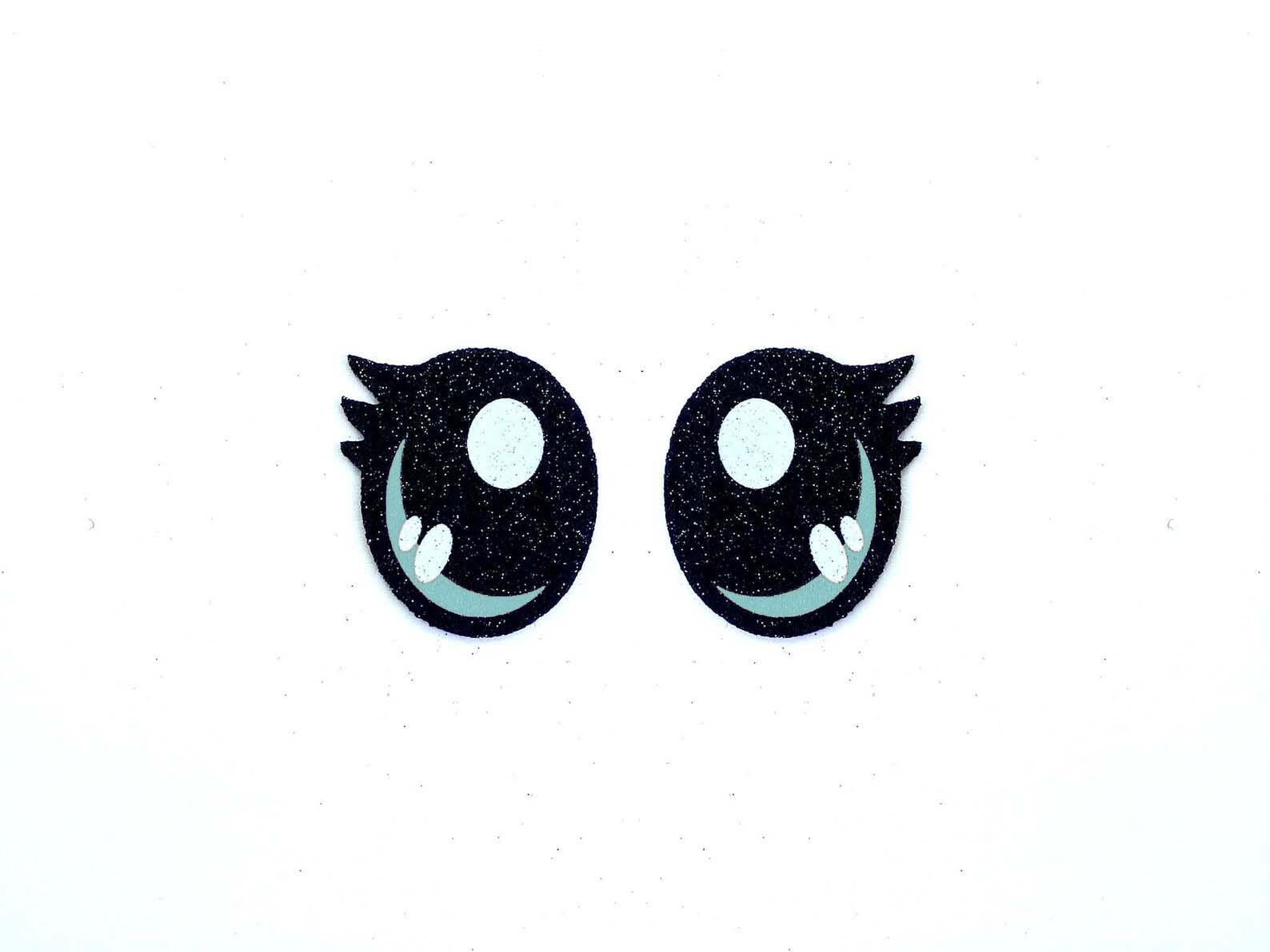 6 Pack of Glitter Felt Eyes for Amigurumi, with Lashes, Multiple Sizes Available