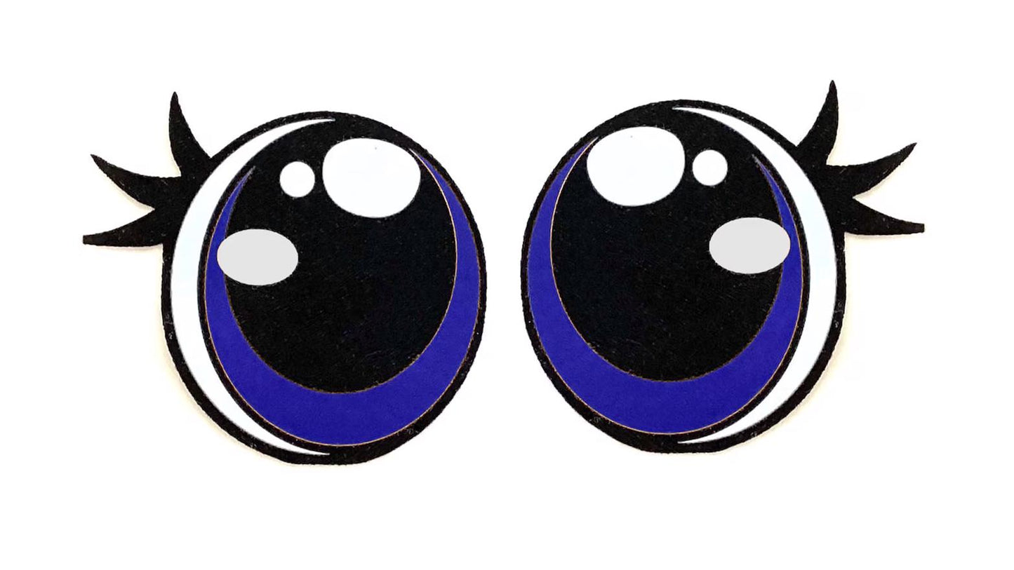 6 Pack of Kawaii Felt Eyes for Amigurumi, Multicolor, Sad Eyes, Multiple Sizes Available